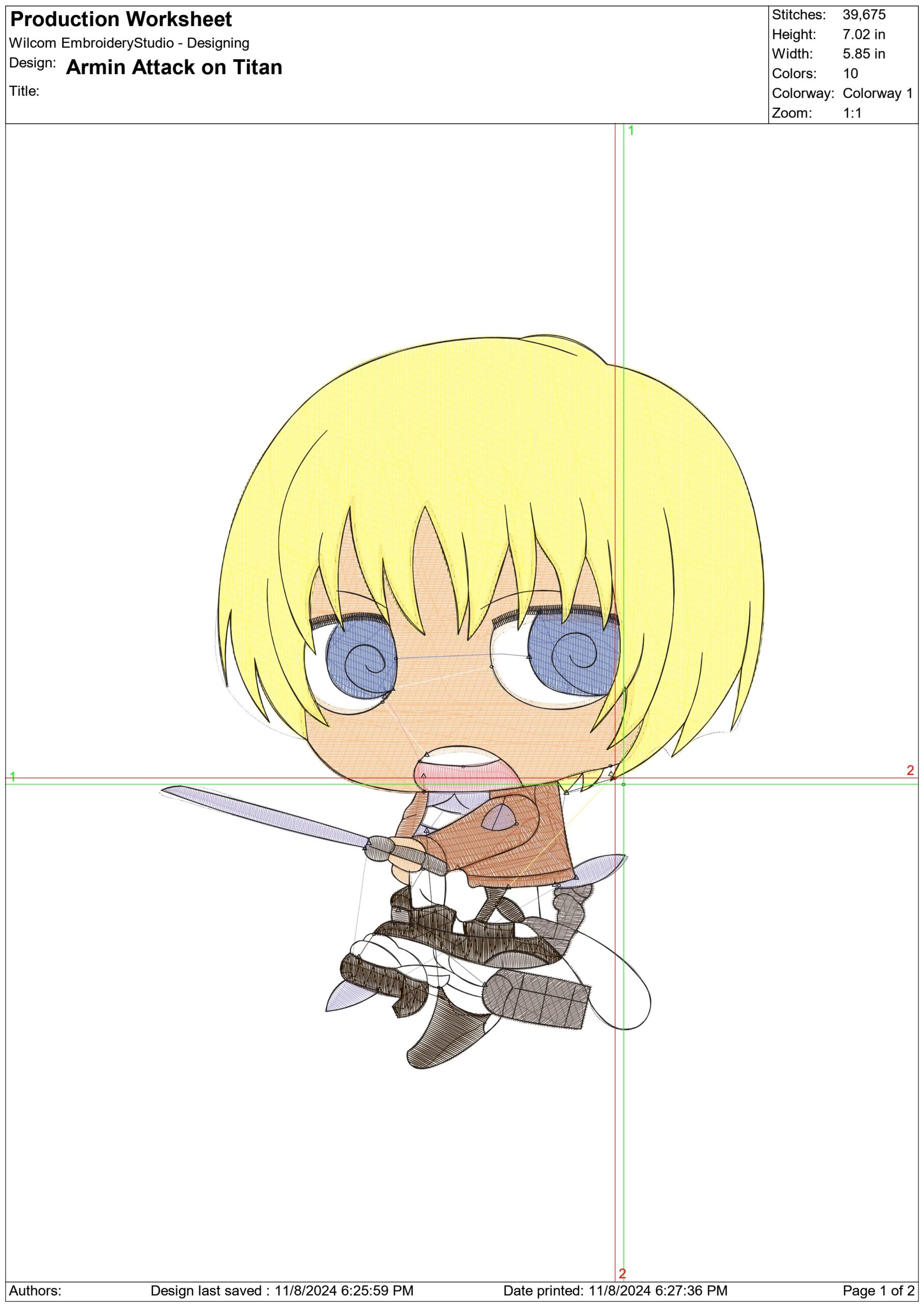 Armin Attack on Titan - Anime embroidery design - embroidery file - instant download — view 2