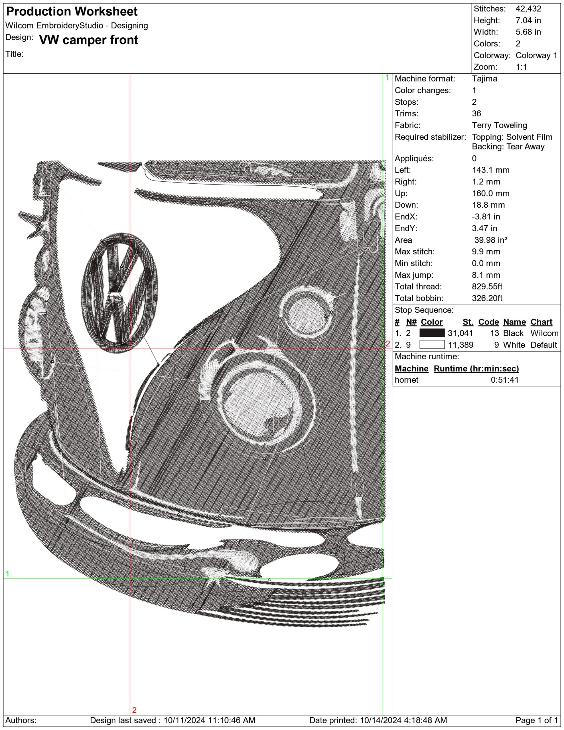 VW Camper Front embroidery design -  Car embroidery design machine pattern - Car embroidery file - instant download — view 2