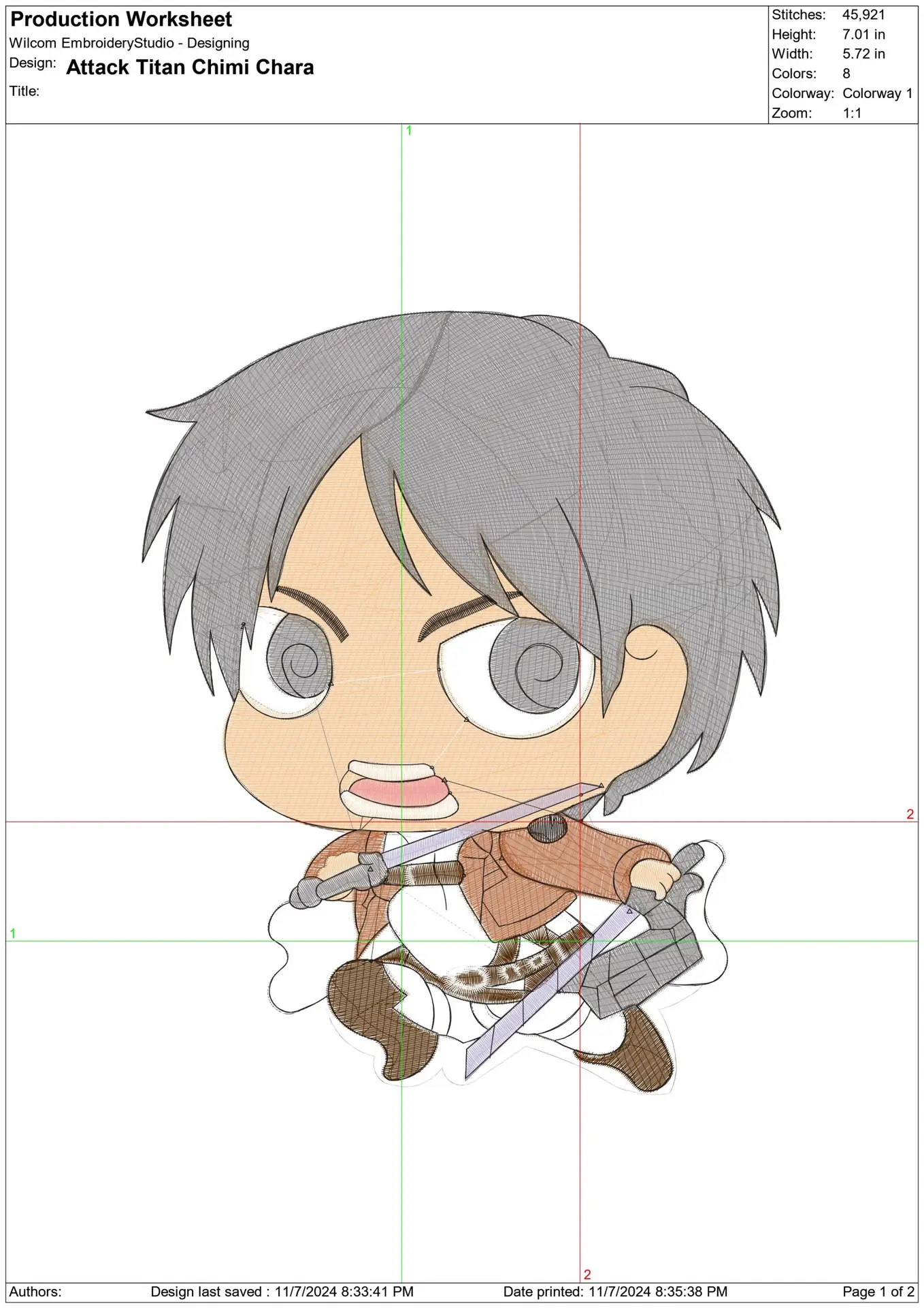 Chimi Chara Attack on Titan - Anime embroidery design - embroidery file - instant download — view 2