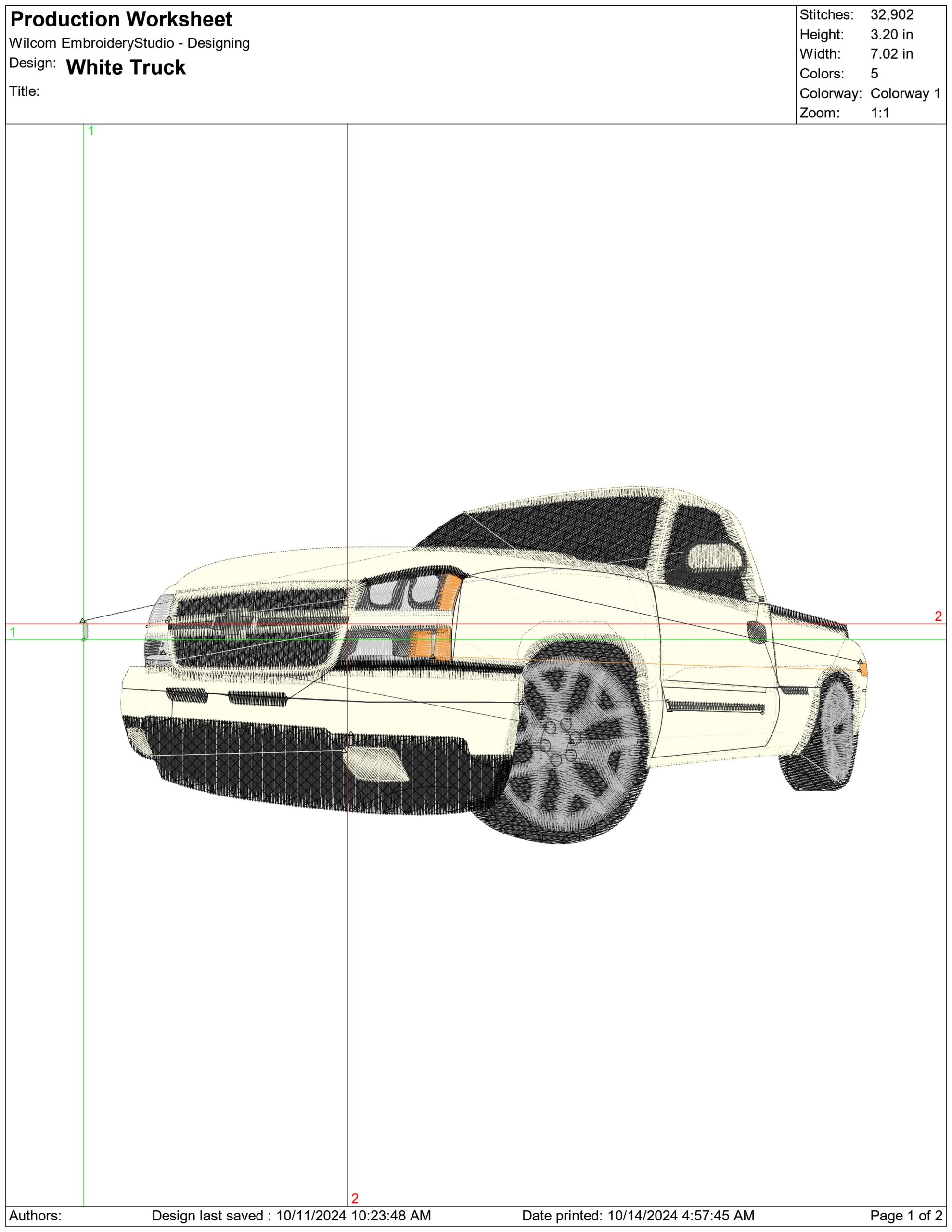 White Truck embroidery design -  Car embroidery design machine pattern - Car embroidery file - instant download — view 2