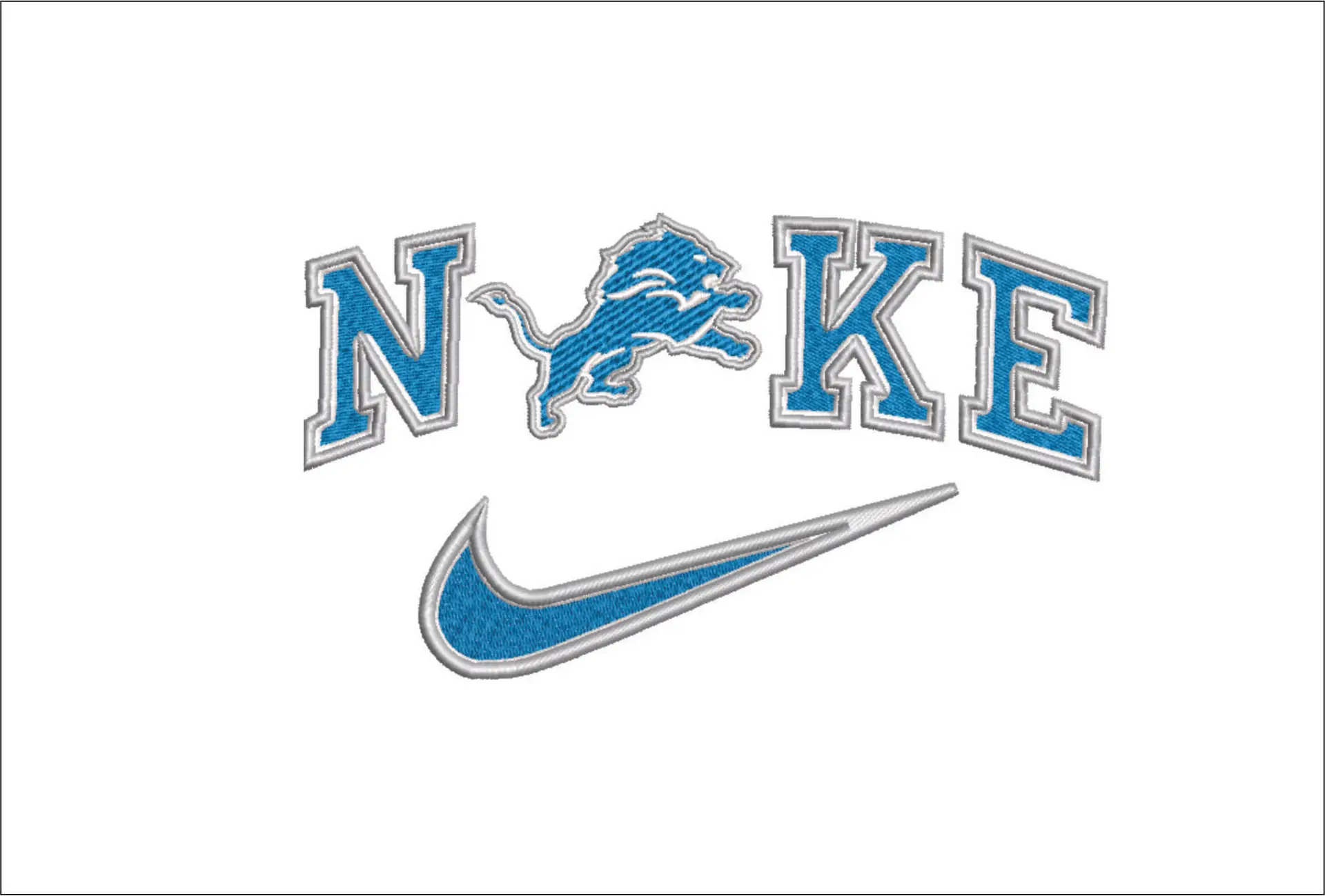Nike Swoosh Detroit Lions NFL - Nike Design embroidery design file - instant download in a frame