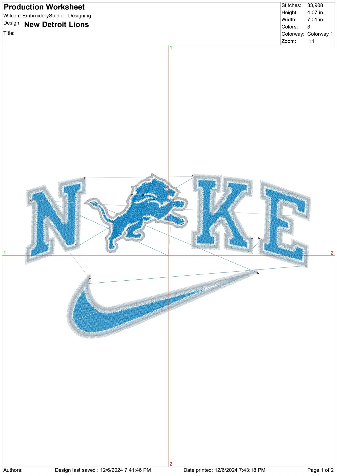 Nike Swoosh Detroit Lions NFL - Nike Design embroidery design file - instant download in a frame — view 2
