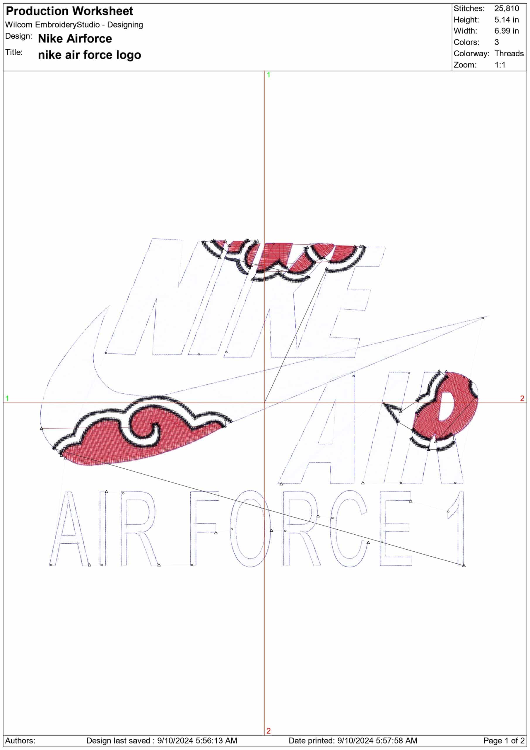Nike Swoosh Air Force 1- Nike Design embroidery design file - instant download in a frame — view 2