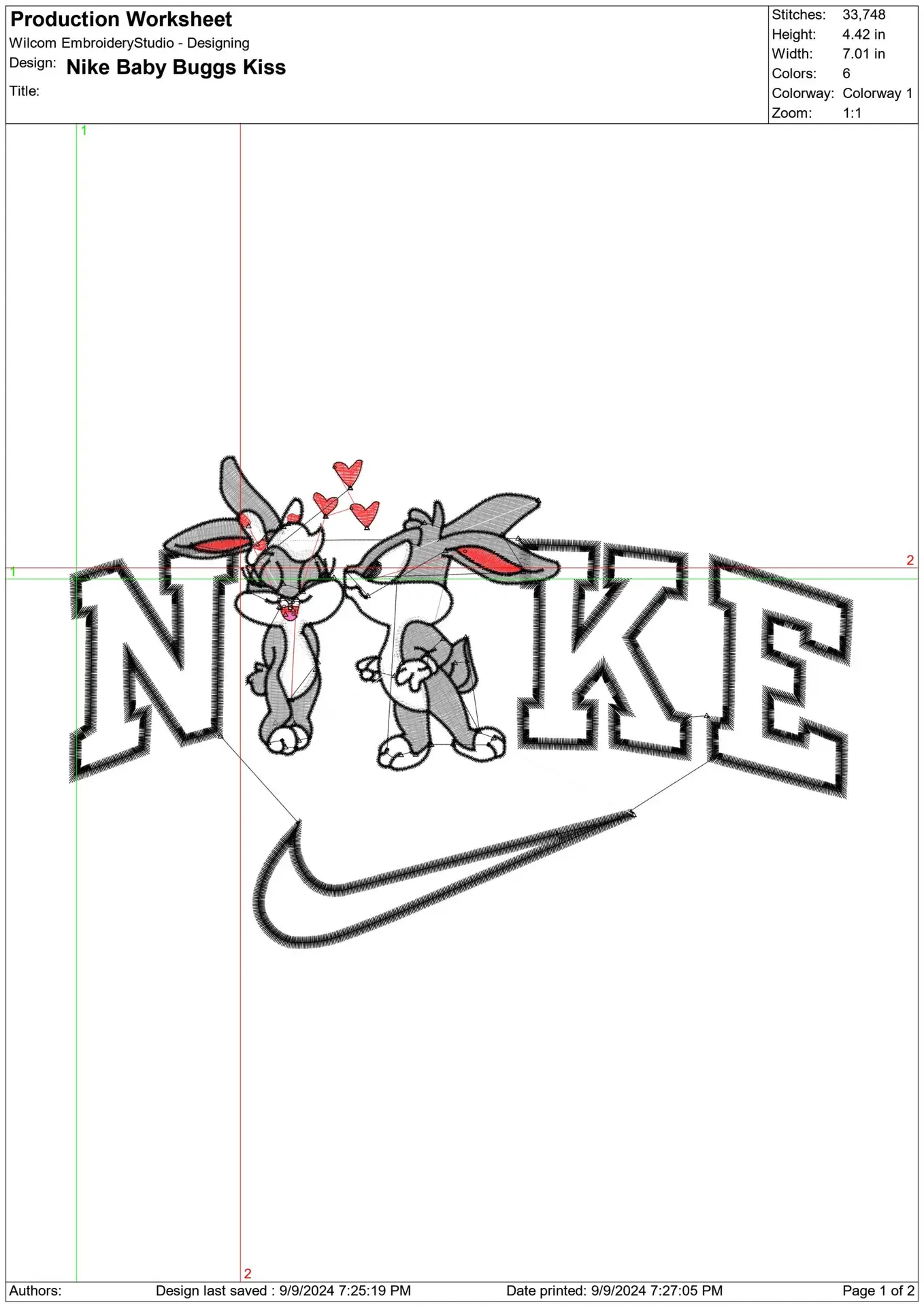 Nike Swoosh Buggs Baby Looney Tunes- Nike Design embroidery design file - instant download in a frame — view 2