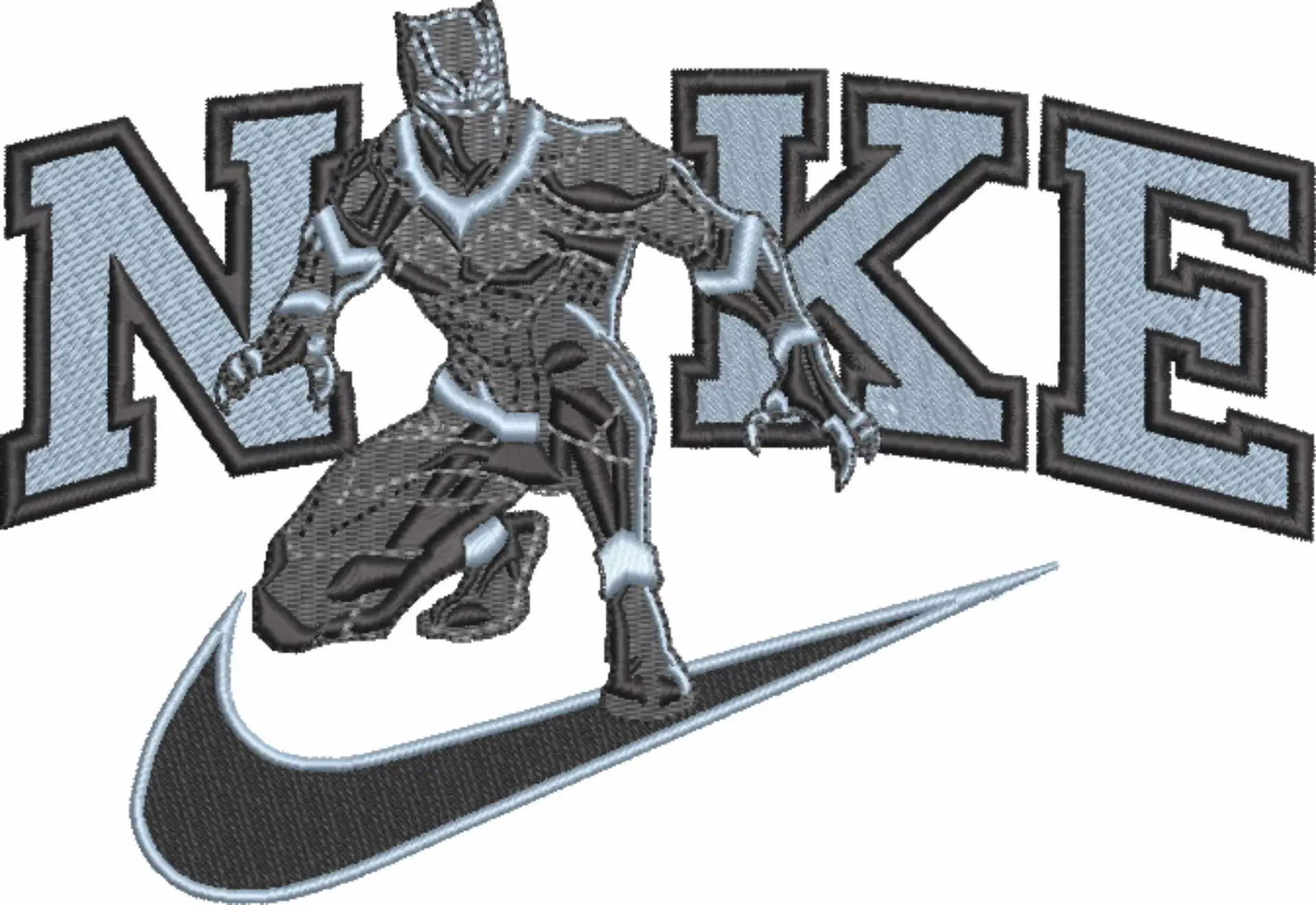 Nike Swoosh Black Panther- Nike Marvel Design embroidery design file - instant download in a frame — view 4