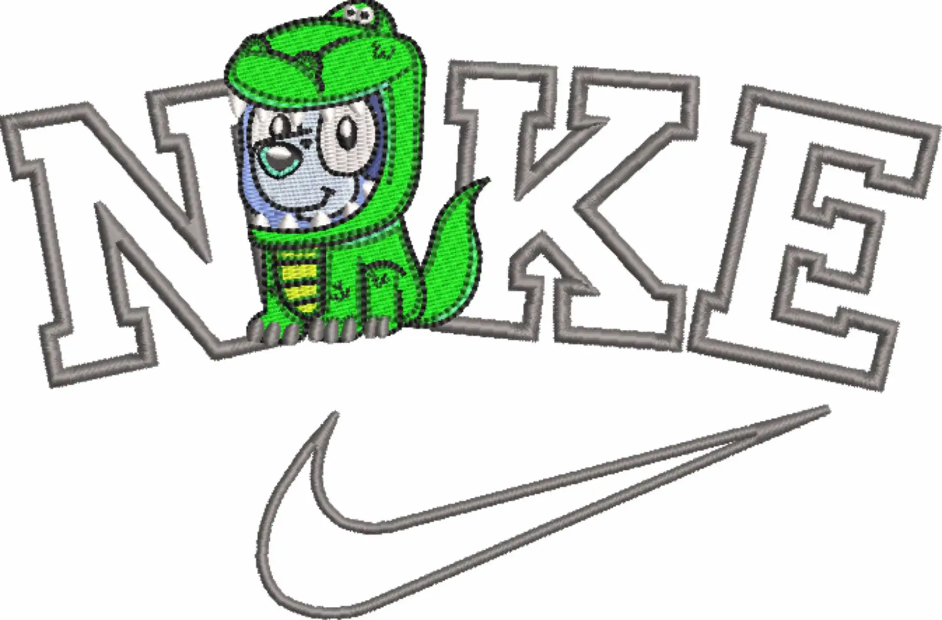 Nike Swoosh Bluey Storey- Nike embroidery design file - instant download in a frame — view 4