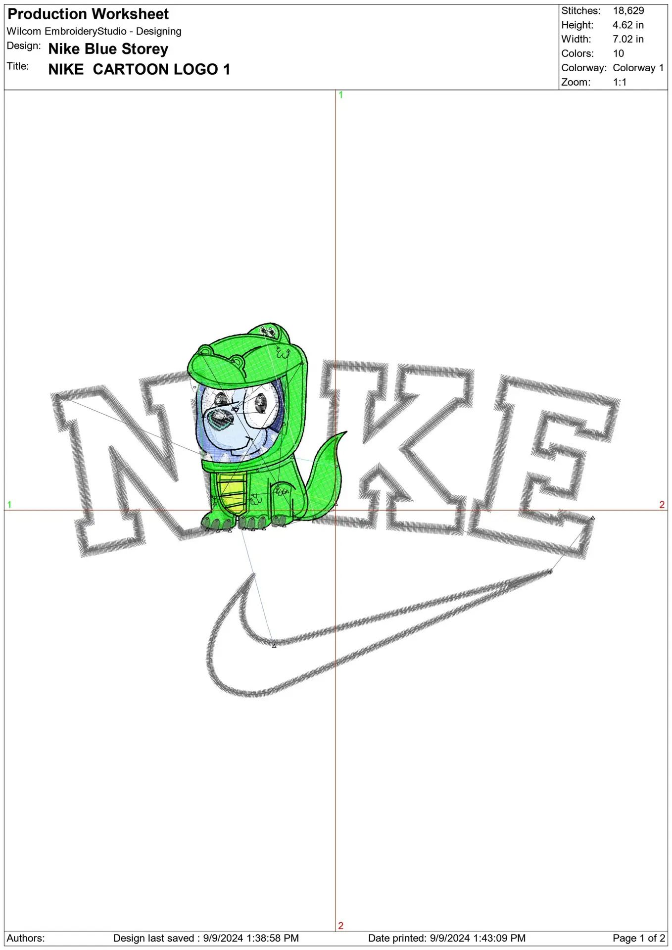Nike Swoosh Bluey Storey- Nike embroidery design file - instant download in a frame — view 2