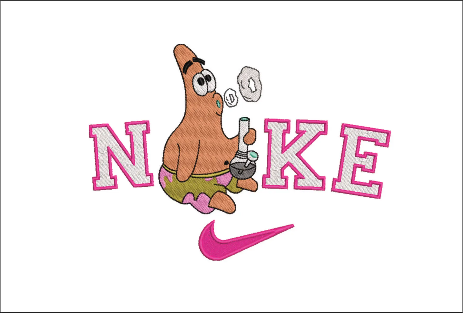 Nike Swoosh Patrick Star- Nike Sponge Bob embroidery design file - instant download in a frame