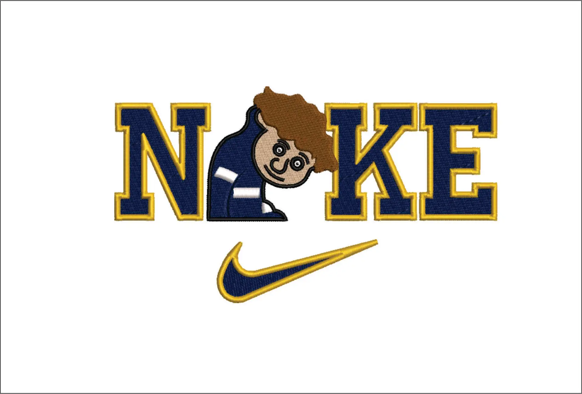 Nike Swoosh Boy- Nike embroidery design file - instant download in a frame