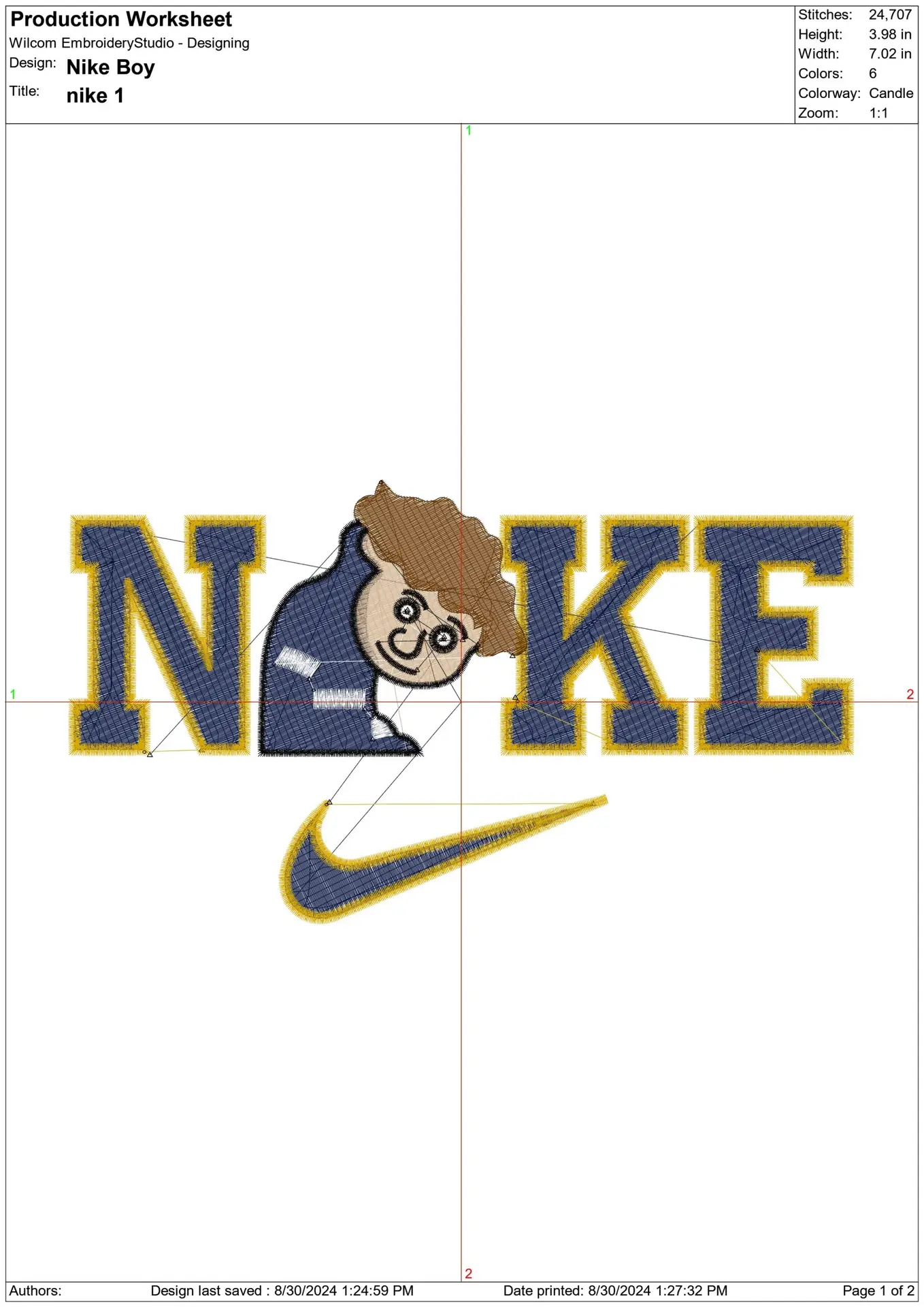 Nike Swoosh Boy- Nike embroidery design file - instant download in a frame — view 2