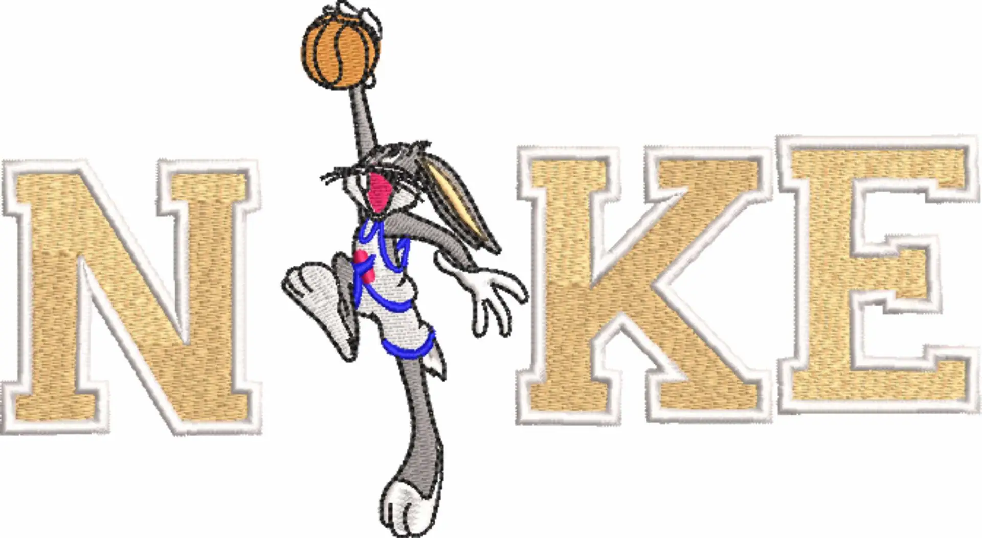 Nike Swoosh Bugs Bunny- Nike Space Jam embroidery design file - instant download in a frame — view 4