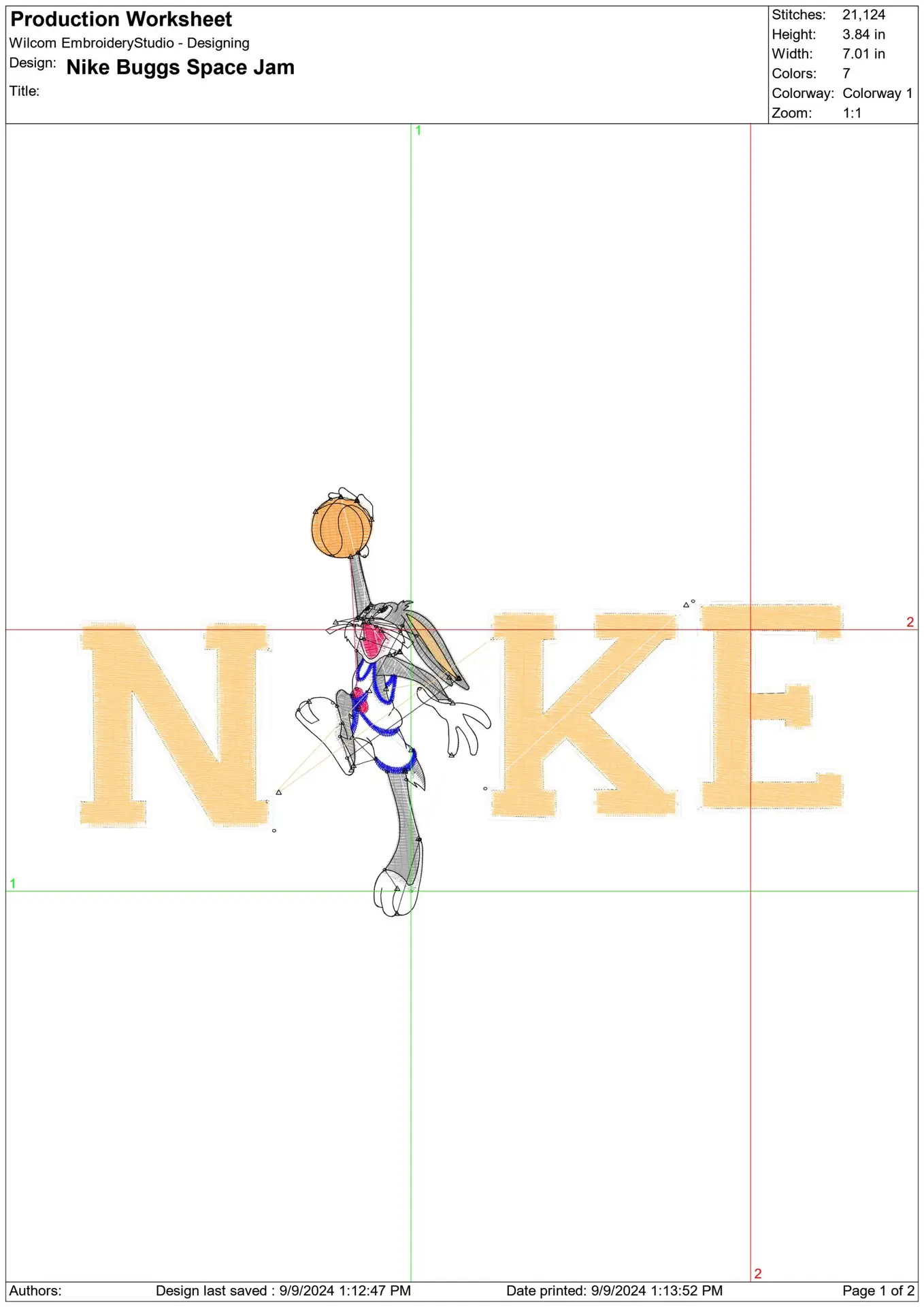 Nike Swoosh Bugs Bunny- Nike Space Jam embroidery design file - instant download in a frame — view 2