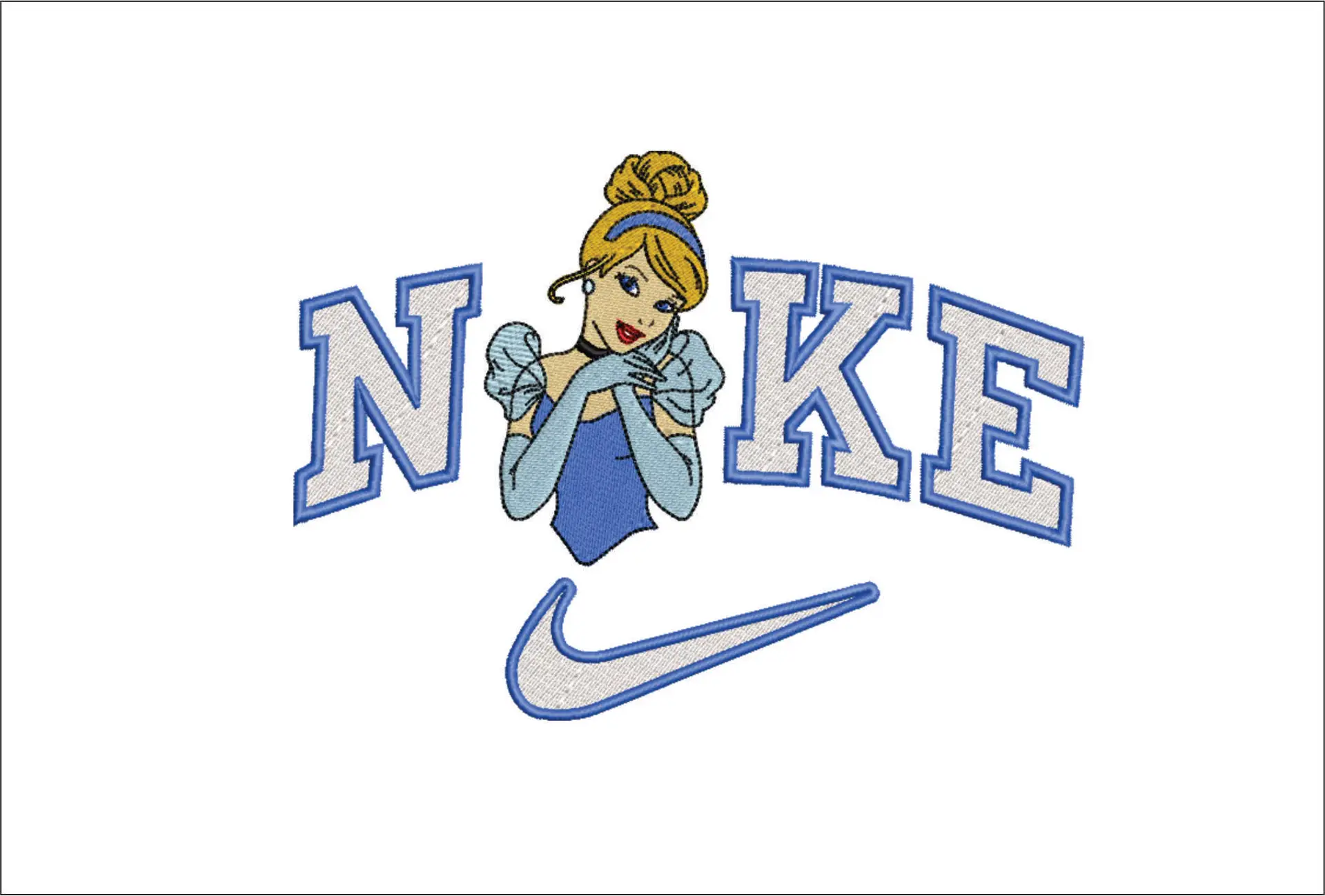 Nike Swoosh Disney Cinderella - Nike embroidery design file - instant download in a frame