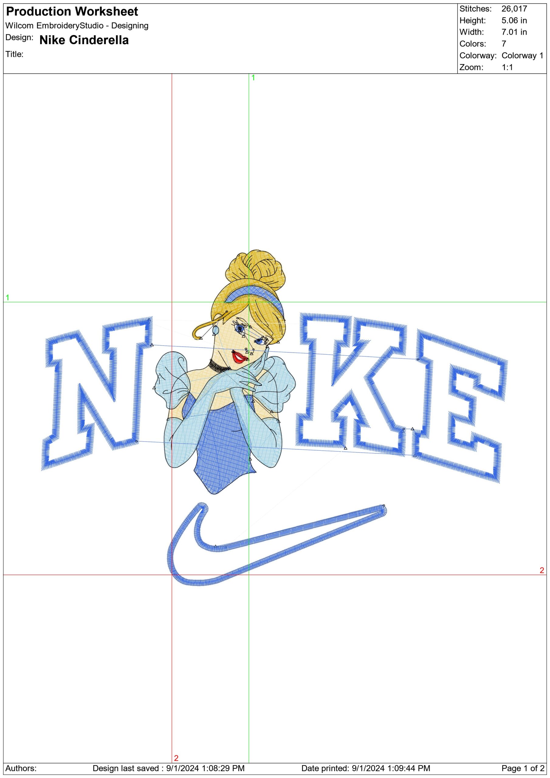 Nike Swoosh Disney Cinderella - Nike embroidery design file - instant download in a frame — view 2