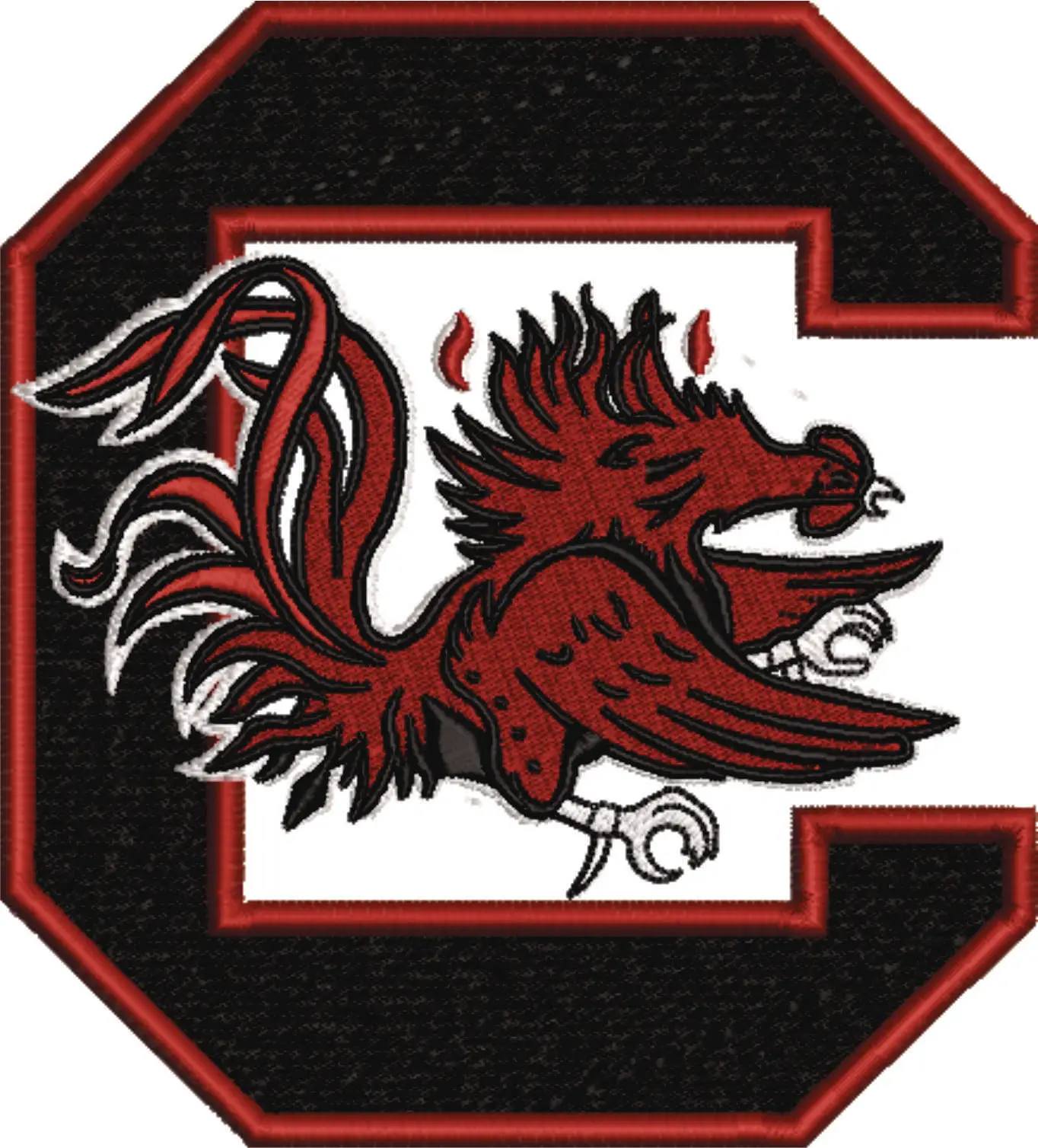 South Carolina Gamecocks with white outline bird embroidery design -South Carolina Gamecocks University men's football embroidery machine pattern embroidery file - instant download
