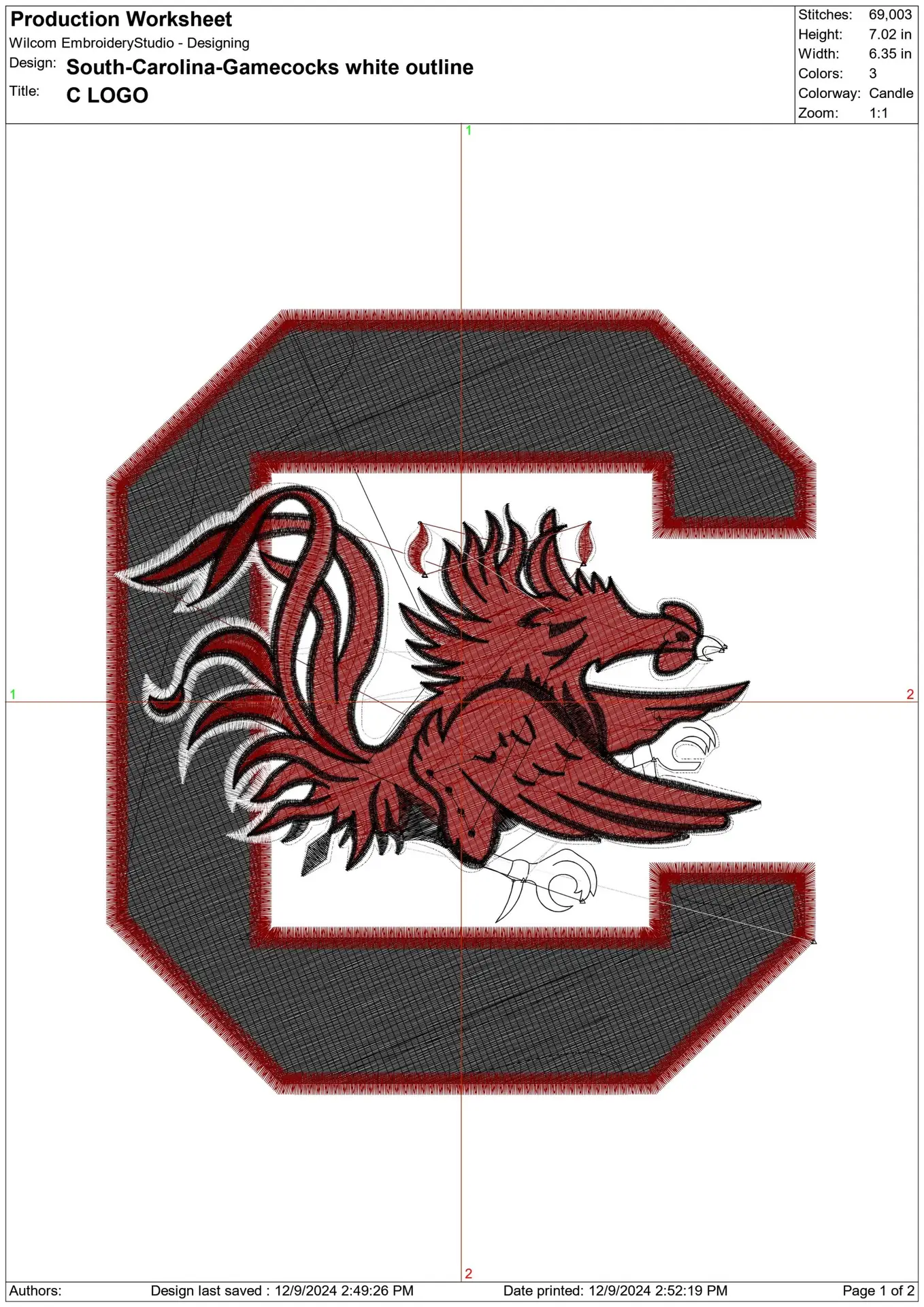 South Carolina Gamecocks with white outline bird embroidery design -South Carolina Gamecocks University men's football embroidery machine pattern embroidery file - instant download — view 2