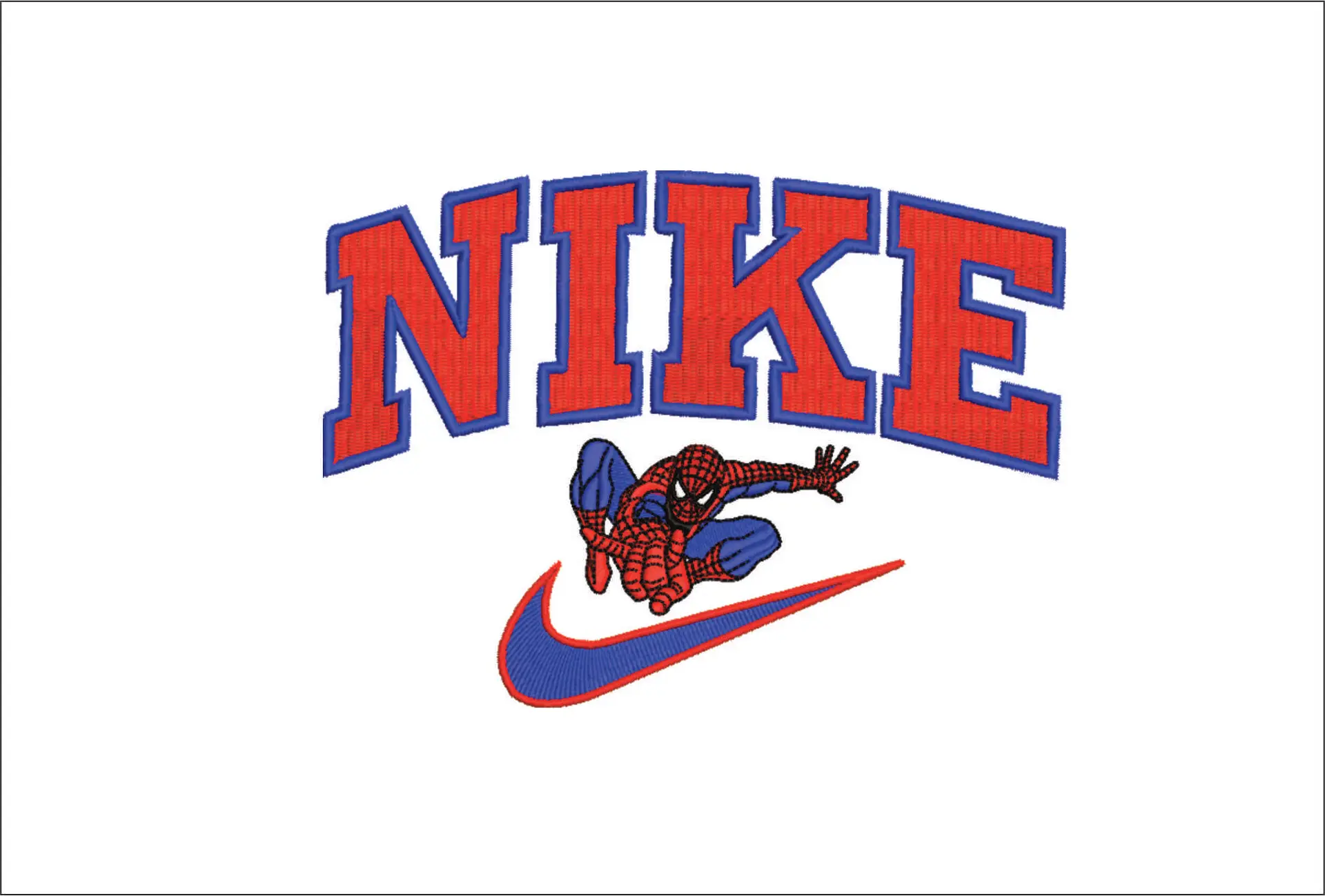 Nike Swoosh Marvel Spiderman - Nike embroidery design file - instant download in a frame