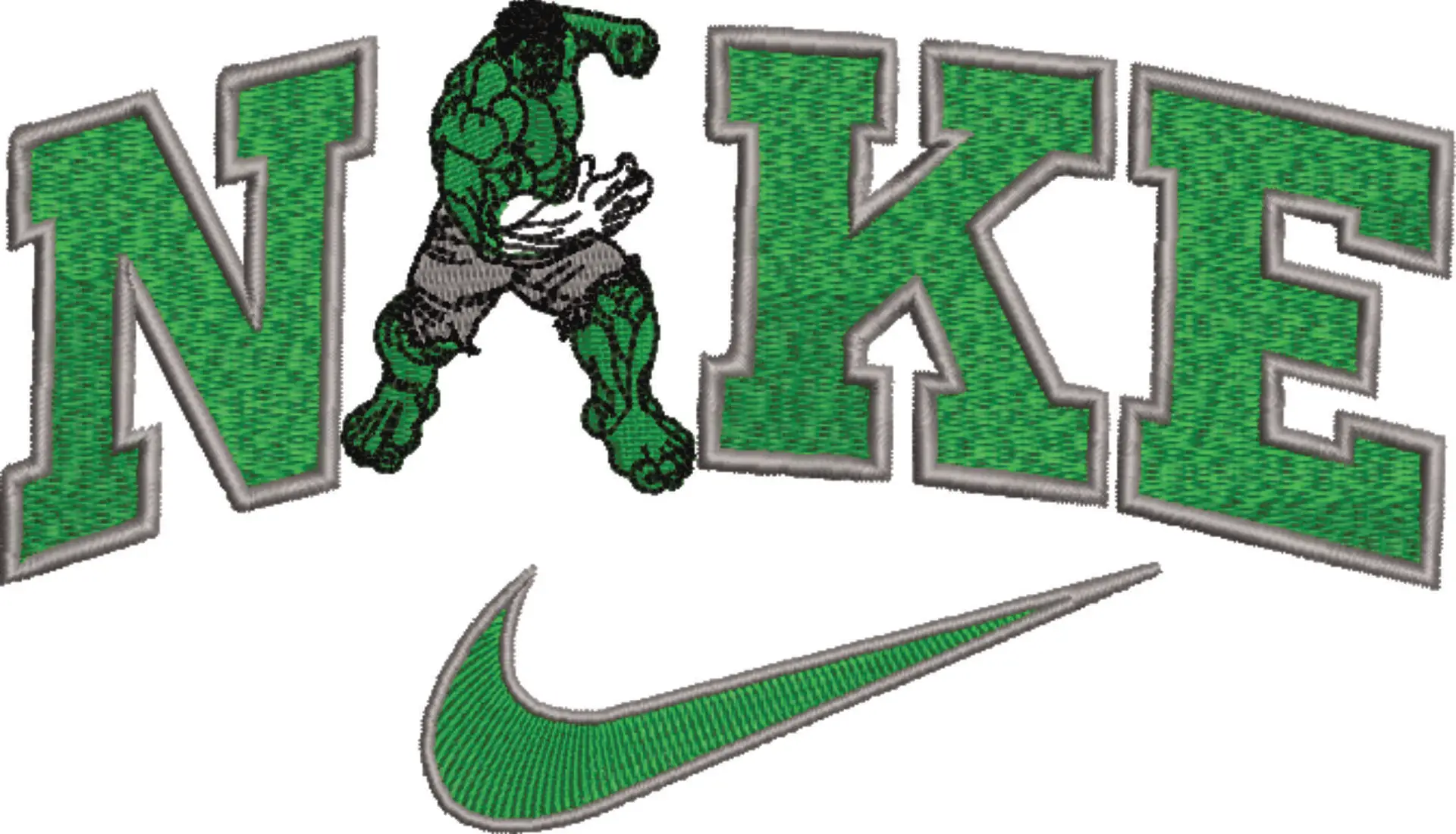 Nike Swoosh Marvel Hulk - Nike embroidery design file - instant download in a frame — view 4