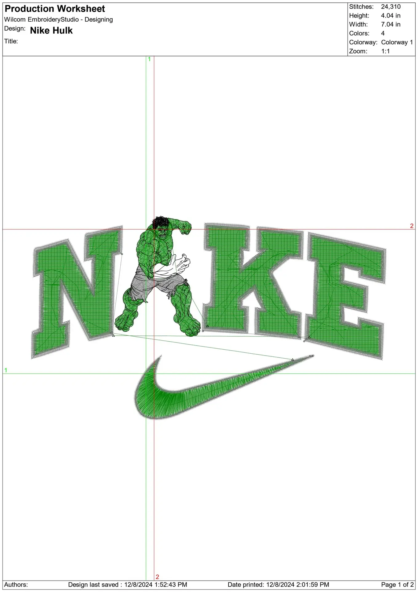 Nike Swoosh Marvel Hulk - Nike embroidery design file - instant download in a frame — view 2