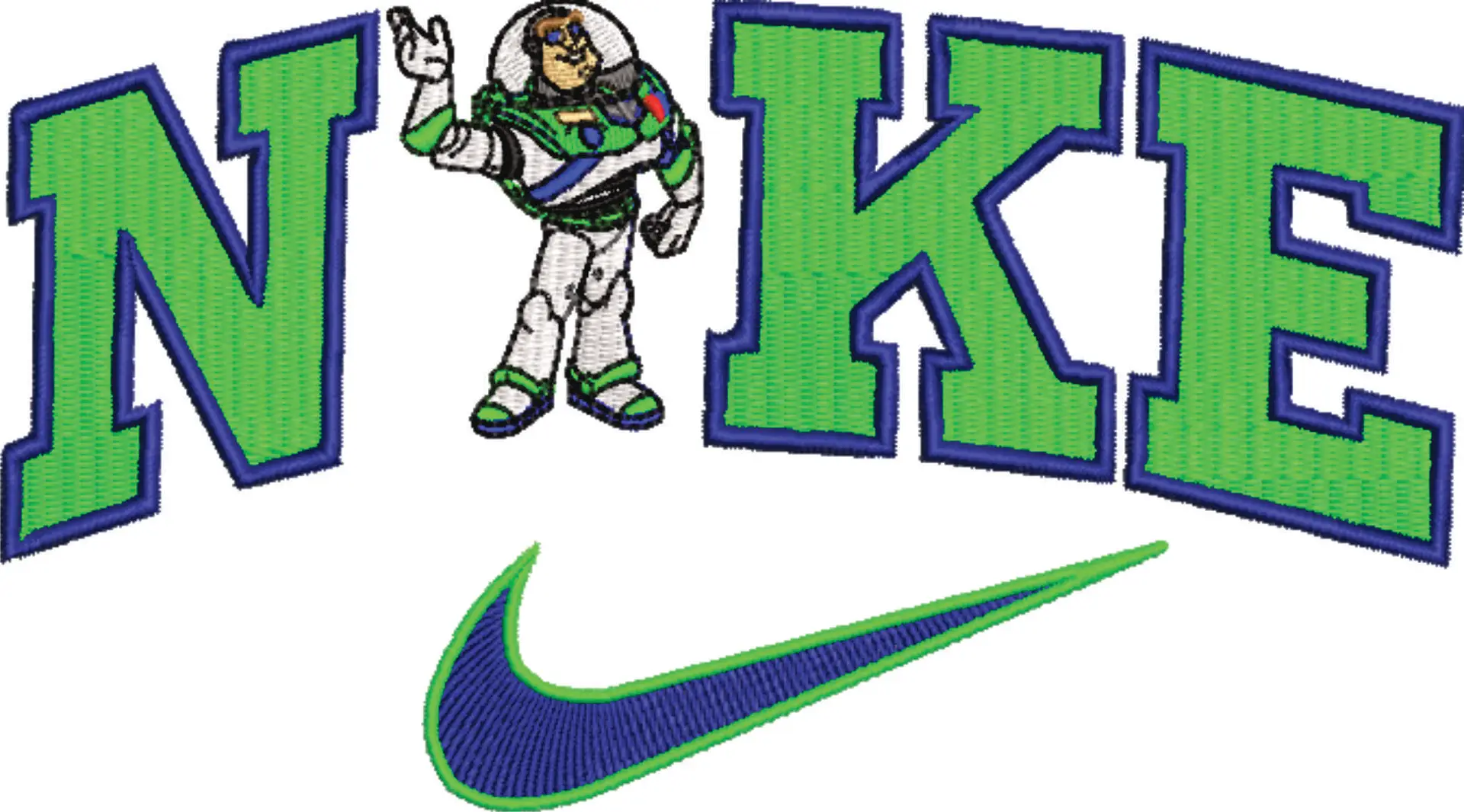 Nike Swoosh Buzz Lightyear - Nike Toy Story embroidery design file - instant download in a frame — view 4
