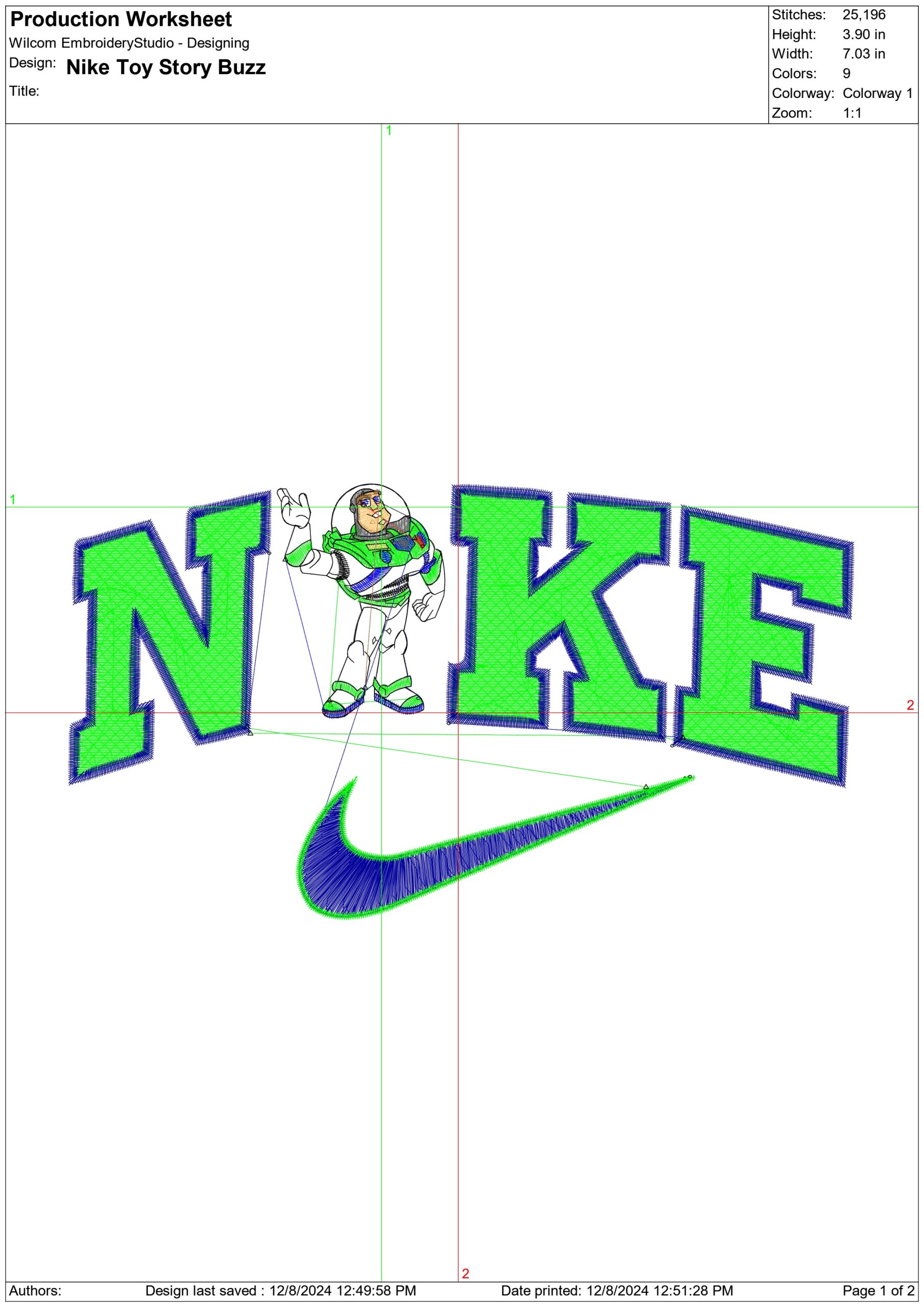 Nike Swoosh Buzz Lightyear - Nike Toy Story embroidery design file - instant download in a frame — view 2