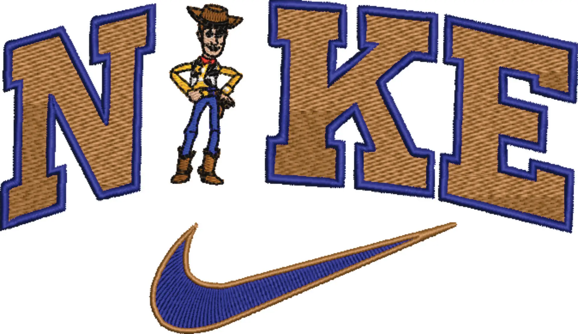 Nike Swoosh Woody - Nike Toy Story embroidery design file - instant download in a frame — view 4