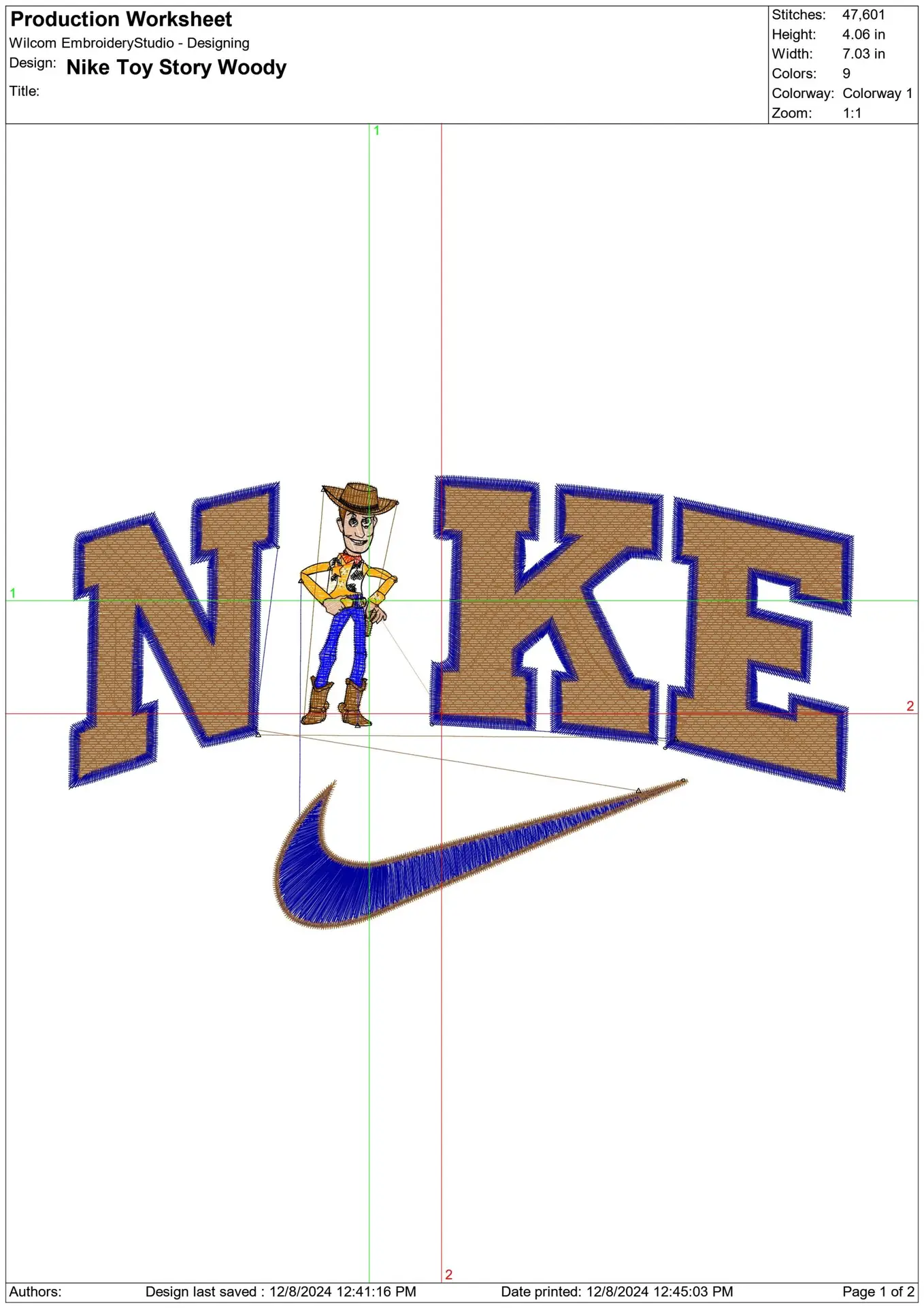 Nike Swoosh Woody - Nike Toy Story embroidery design file - instant download in a frame — view 2