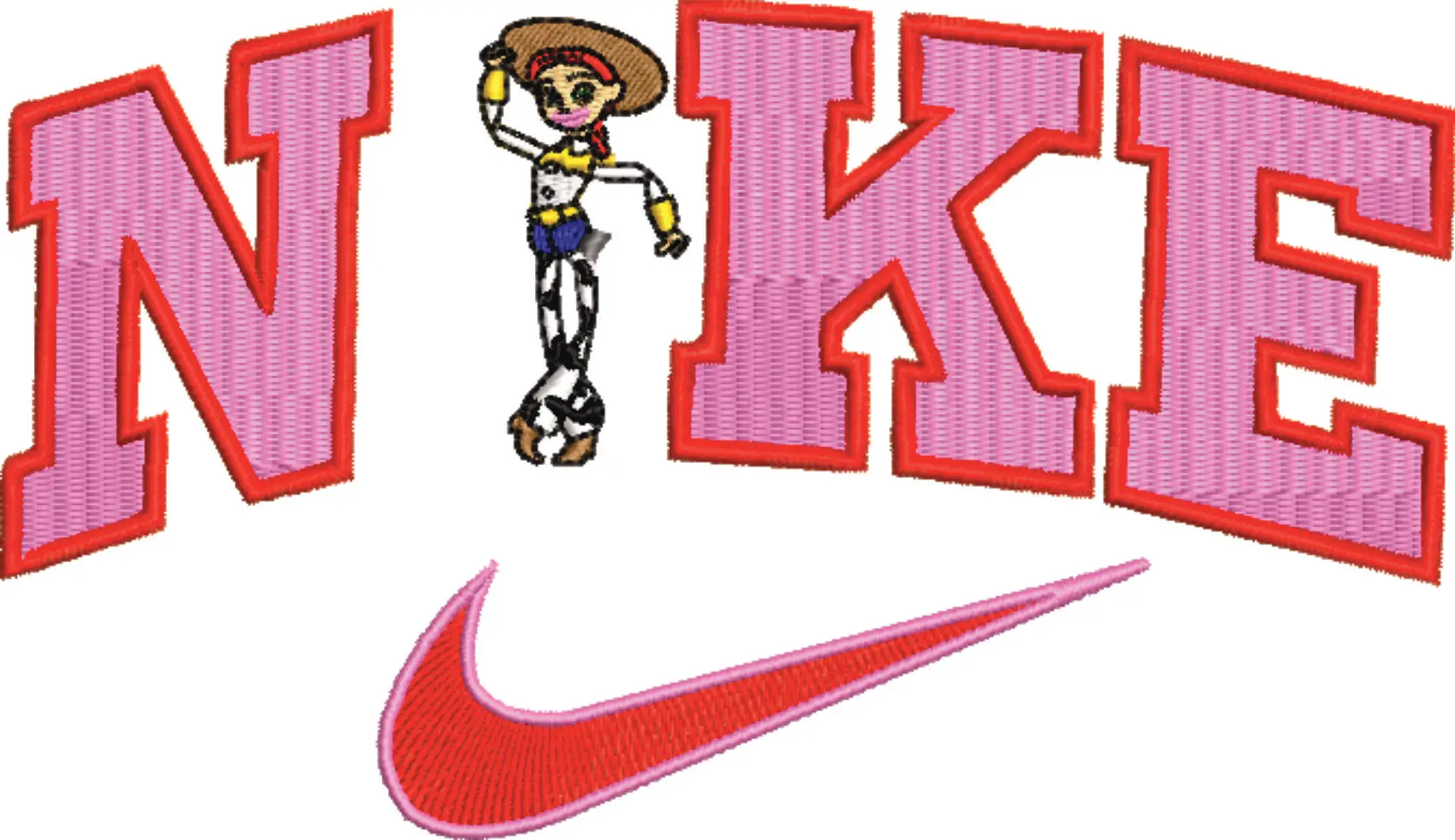 Nike Swoosh Jessie - Nike Toy Story embroidery design file - instant download in a frame — view 4