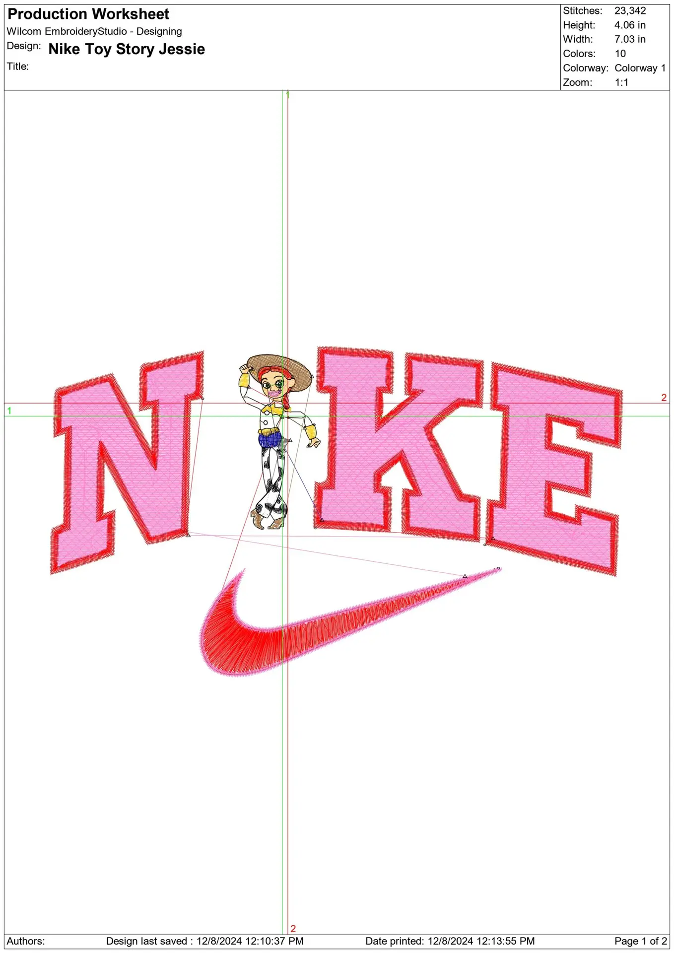 Nike Swoosh Jessie - Nike Toy Story embroidery design file - instant download in a frame — view 2