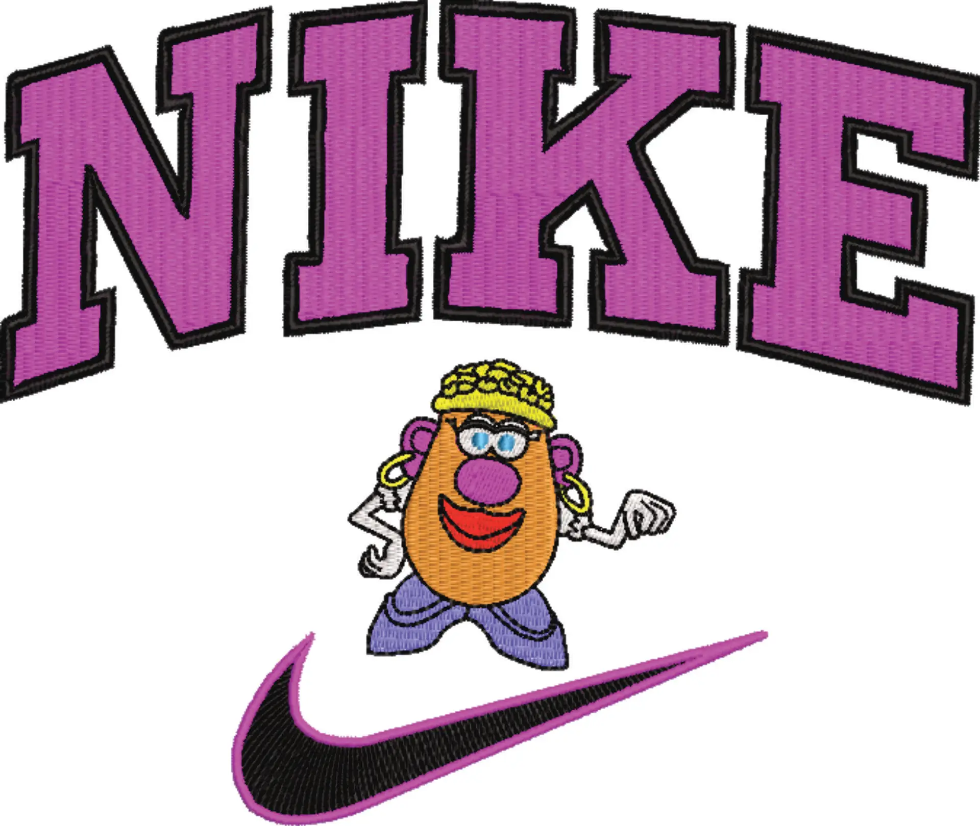 Nike Swoosh Mrs Potato Head - Nike Toy Story embroidery design file - instant download in a frame — view 4