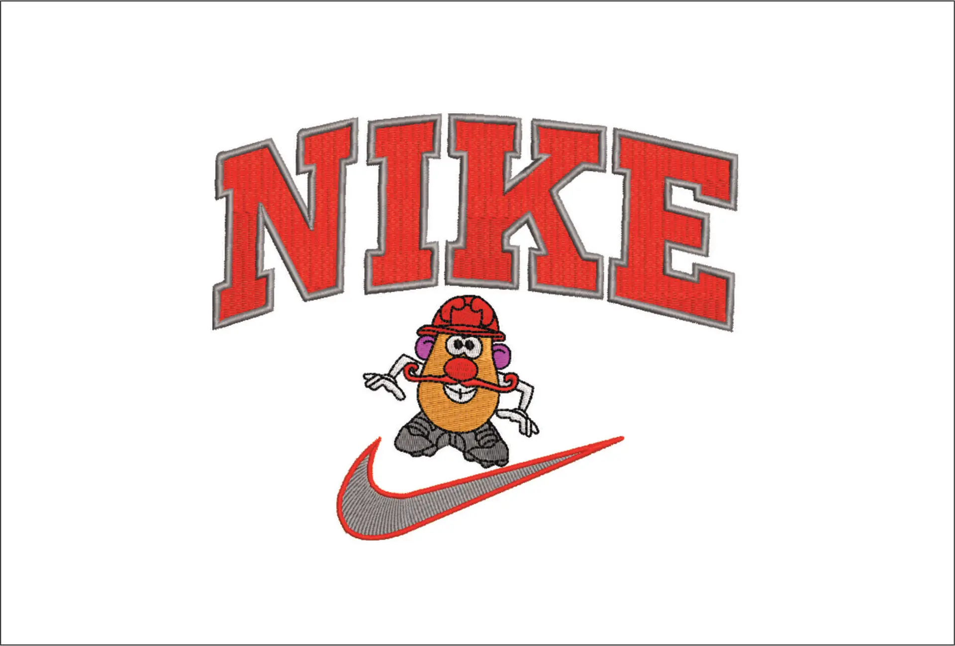 Nike Swoosh Mr Potato Head - Nike Toy Story embroidery design file - instant download in a frame