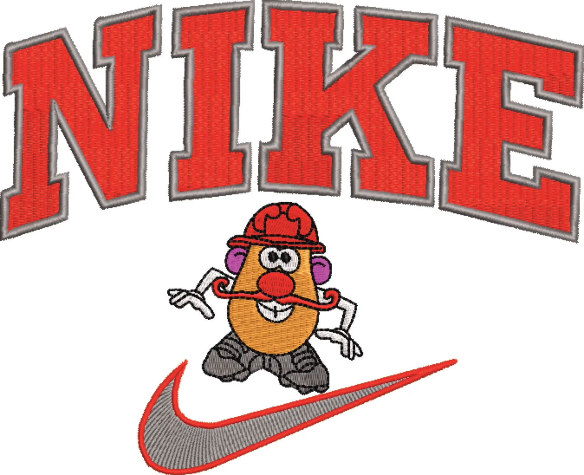 Nike Swoosh Mr Potato Head - Nike Toy Story embroidery design file - instant download in a frame — view 2