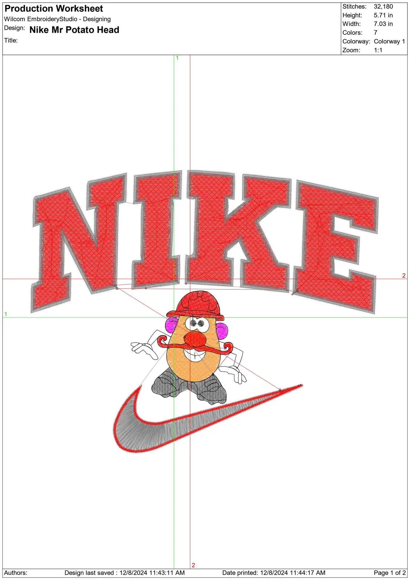 Nike Swoosh Mr Potato Head - Nike Toy Story embroidery design file - instant download in a frame — view 3