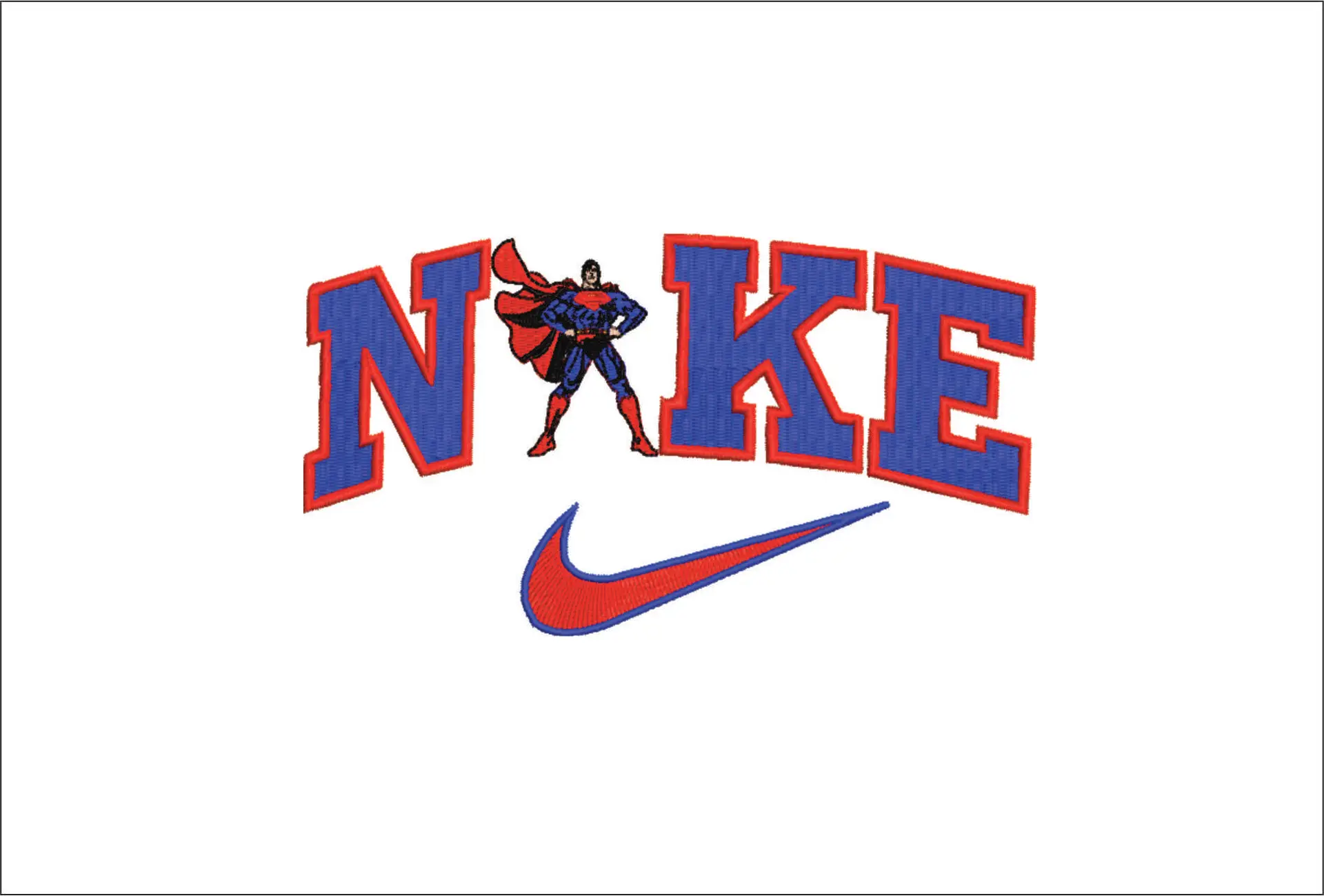 Nike Swoosh DC Comics Superman - Nike embroidery design file - instant download in a frame