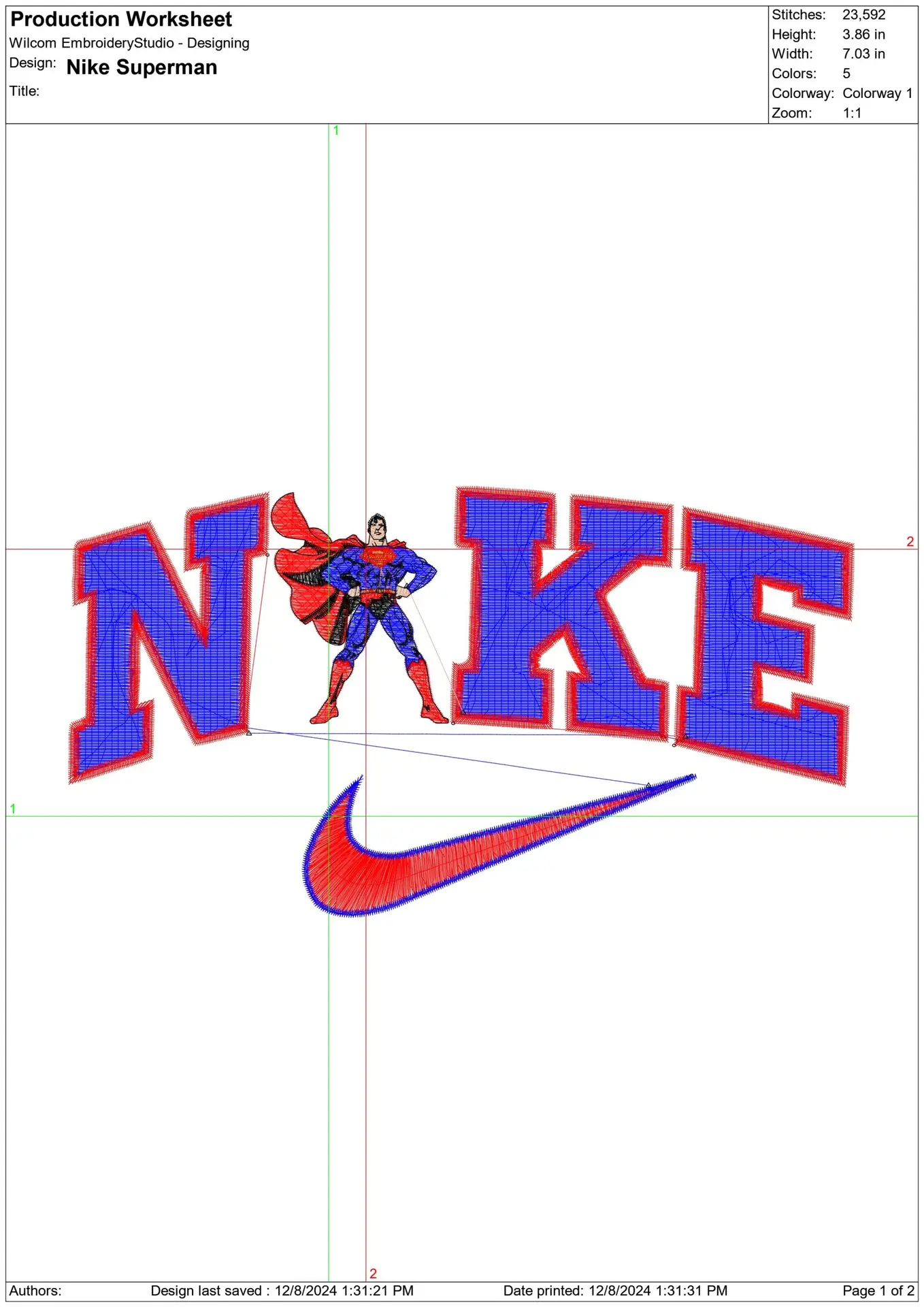 Nike Swoosh DC Comics Superman - Nike embroidery design file - instant download in a frame — view 2