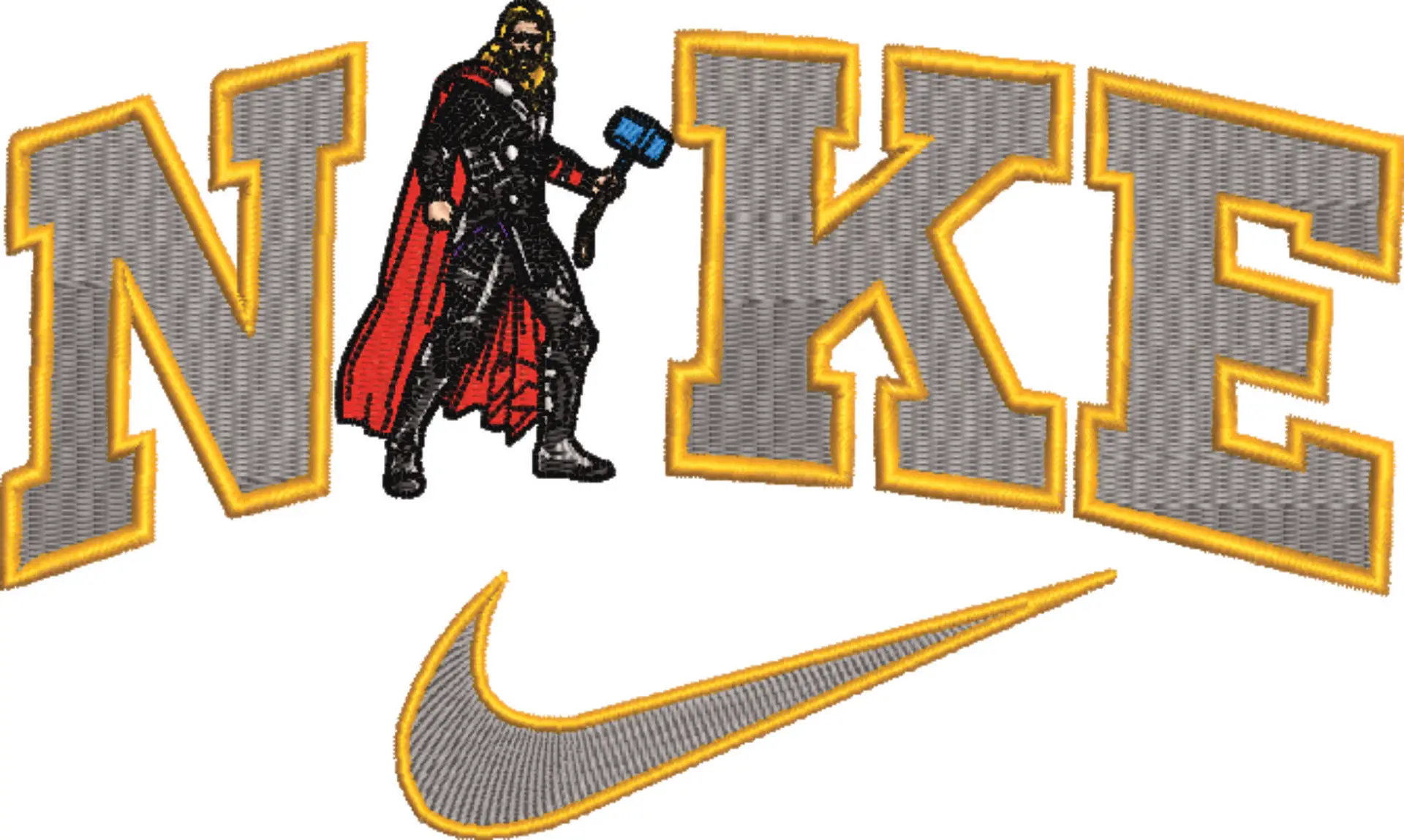 Nike Swoosh Marvel Thor - Nike embroidery design file - instant download in a frame — view 4