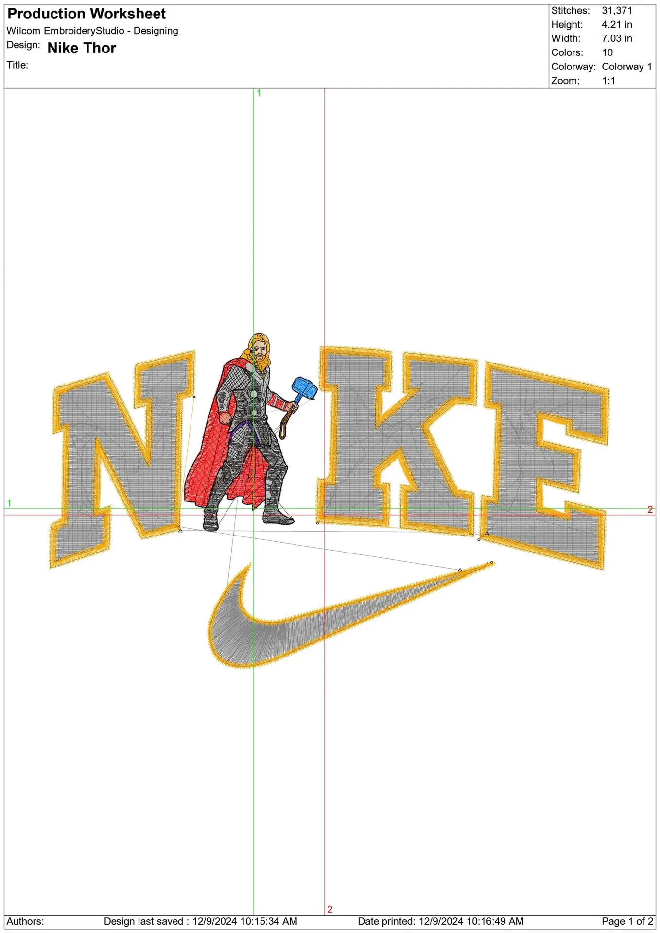 Nike Swoosh Marvel Thor - Nike embroidery design file - instant download in a frame — view 2