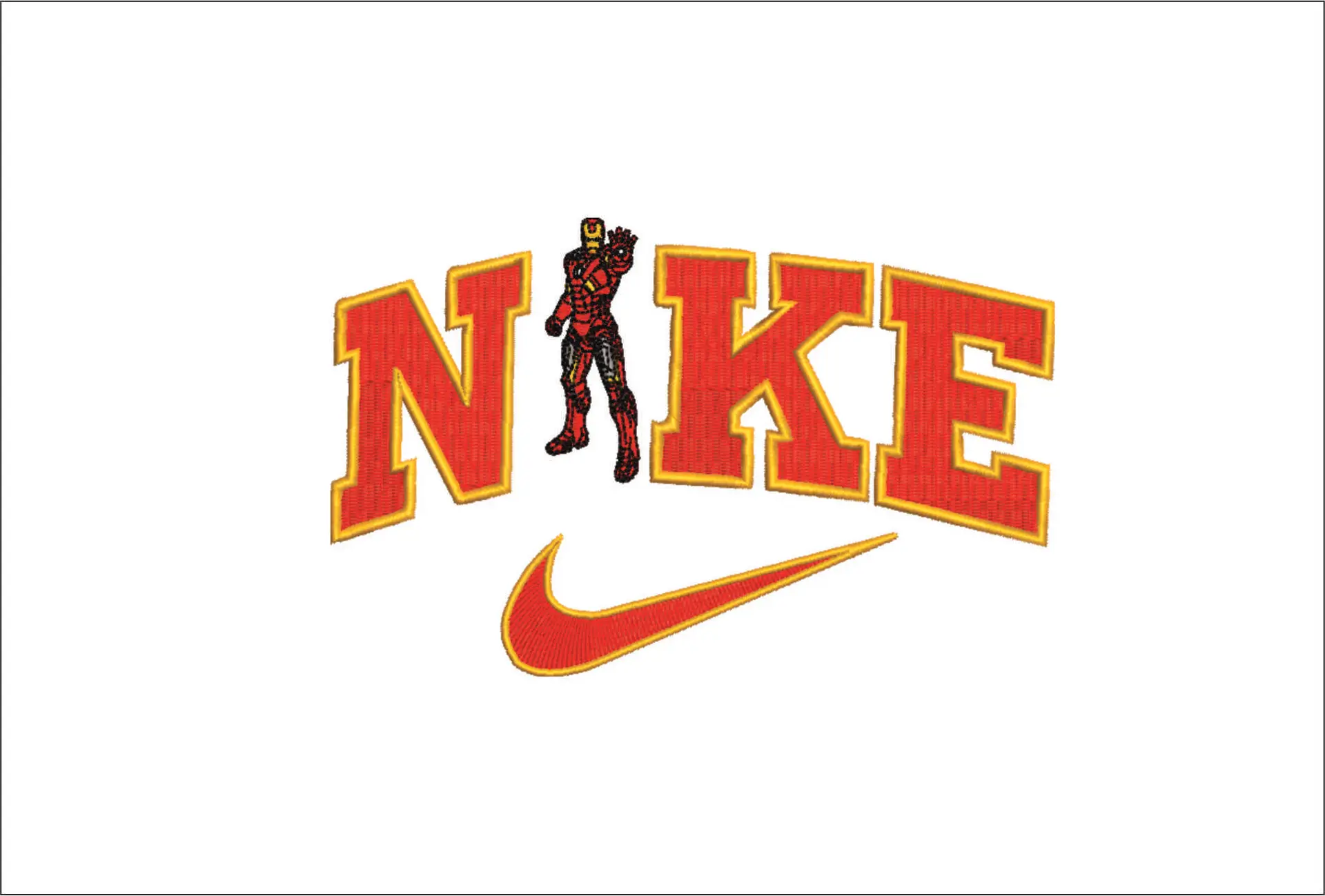 Nike Swoosh Marvel Ironman - Nike embroidery design file - instant download in a frame