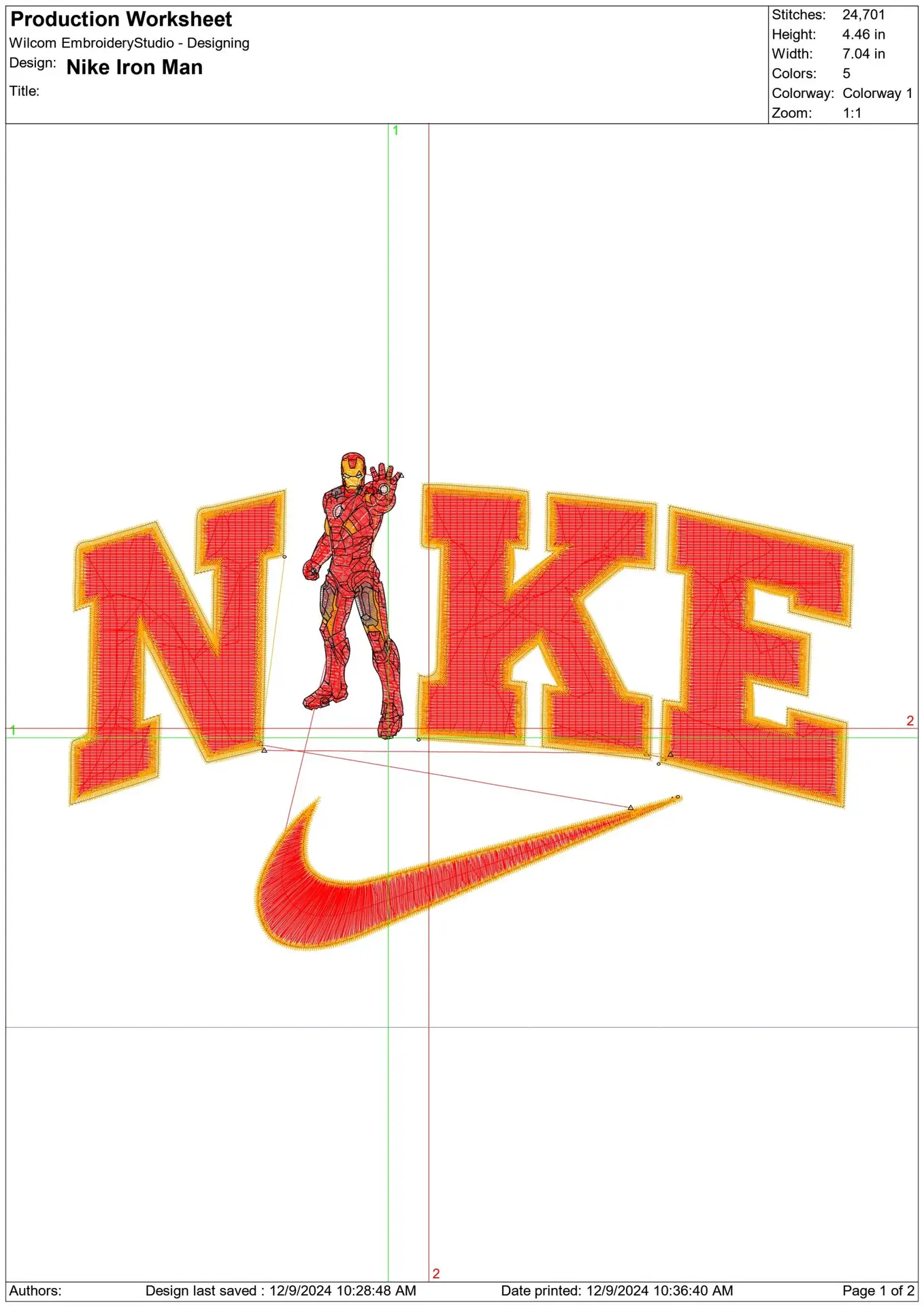 Nike Swoosh Marvel Ironman - Nike embroidery design file - instant download in a frame — view 2