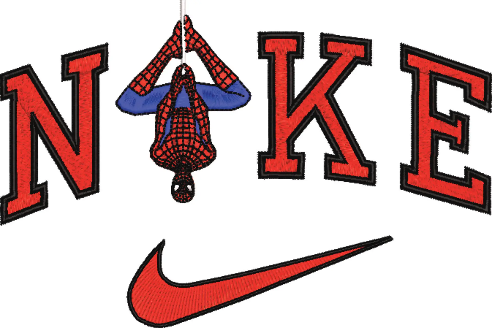 Nike Swoosh Marvel Spiderman Hanging - Nike embroidery design file - instant download in a frame — view 4
