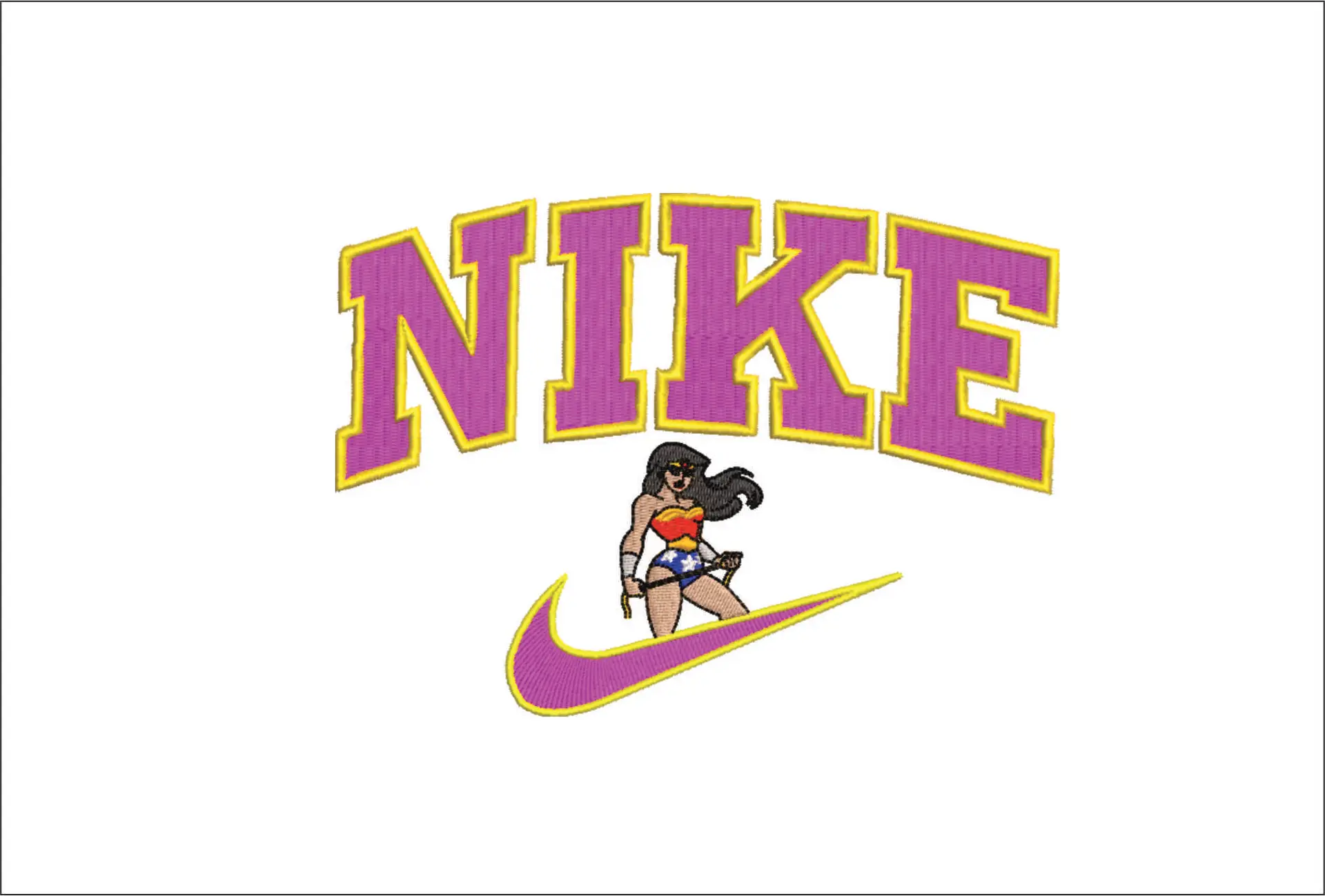 Nike Swoosh DC Wonder Woman - Nike embroidery design file - instant download in a frame