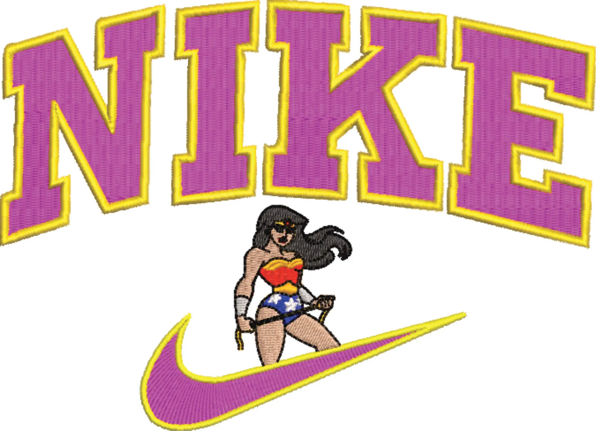 Nike Swoosh DC Wonder Woman - Nike embroidery design file - instant download in a frame — view 4