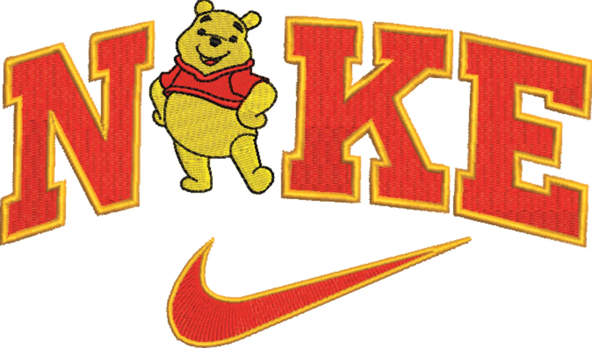 Nike Swoosh Winnie the Pooh - Nike embroidery design file - instant download in a frame — view 4