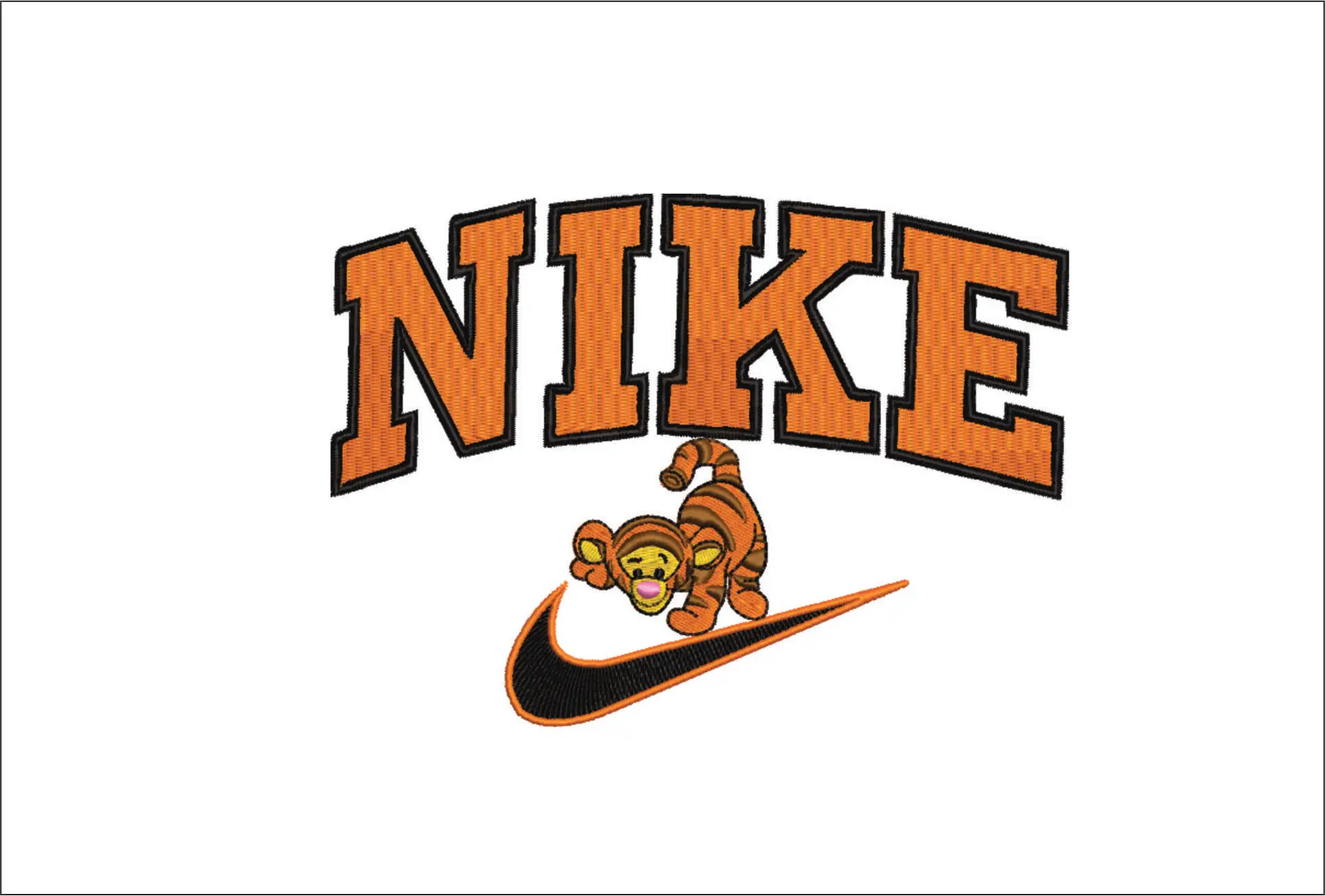 Nike Swoosh Tigger Cub - Nike embroidery design file - instant download in a frame