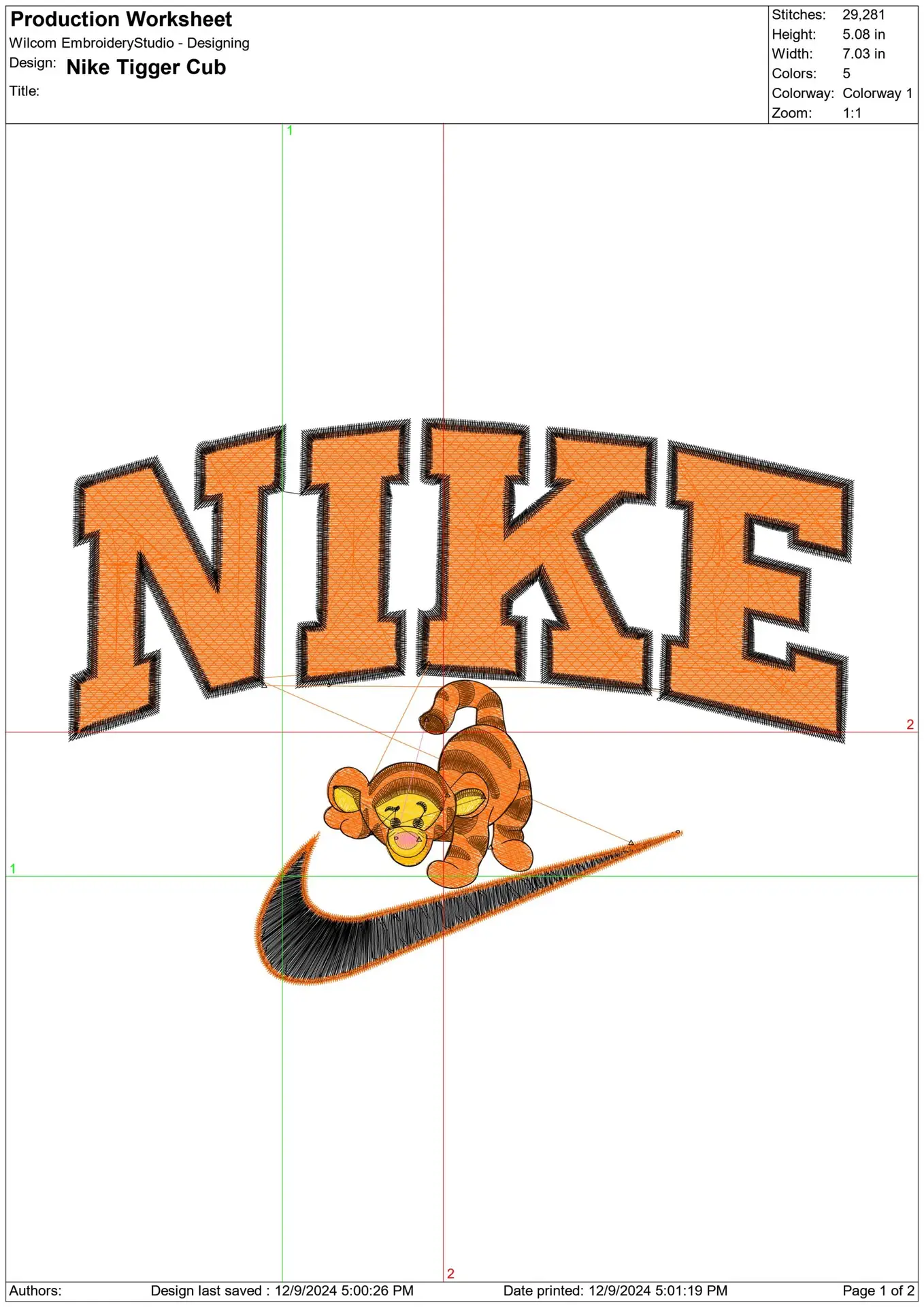 Nike Swoosh Tigger Cub - Nike embroidery design file - instant download in a frame — view 2