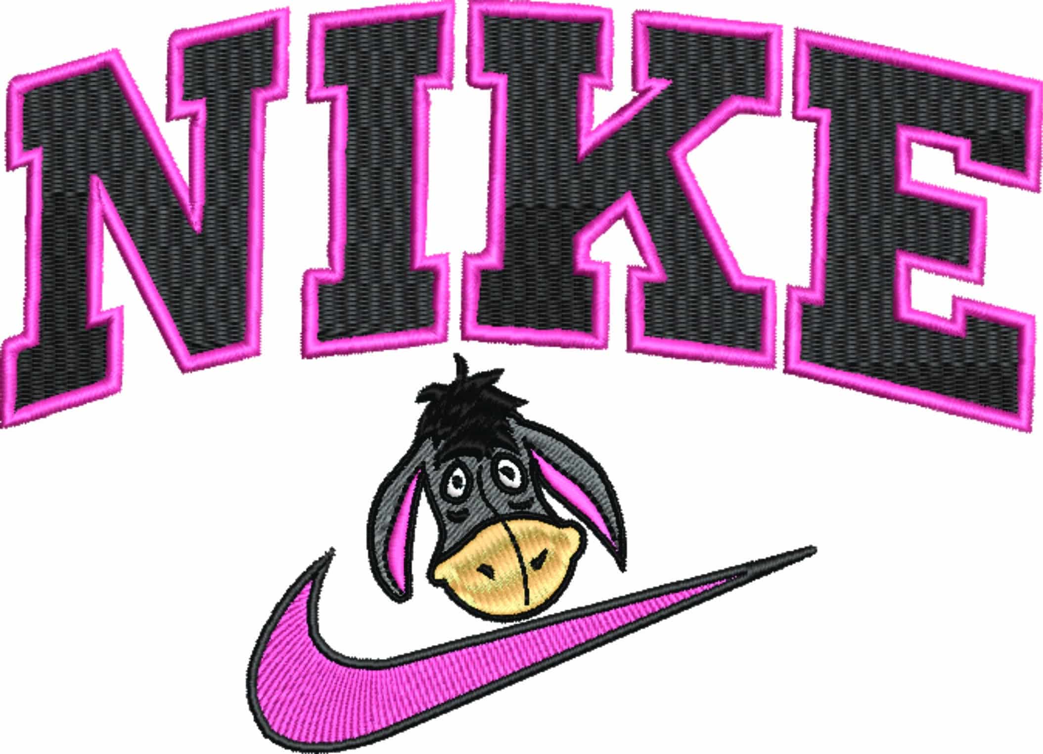 Nike Swoosh Eeyore Head - Nike embroidery design file - instant download in a frame — view 4