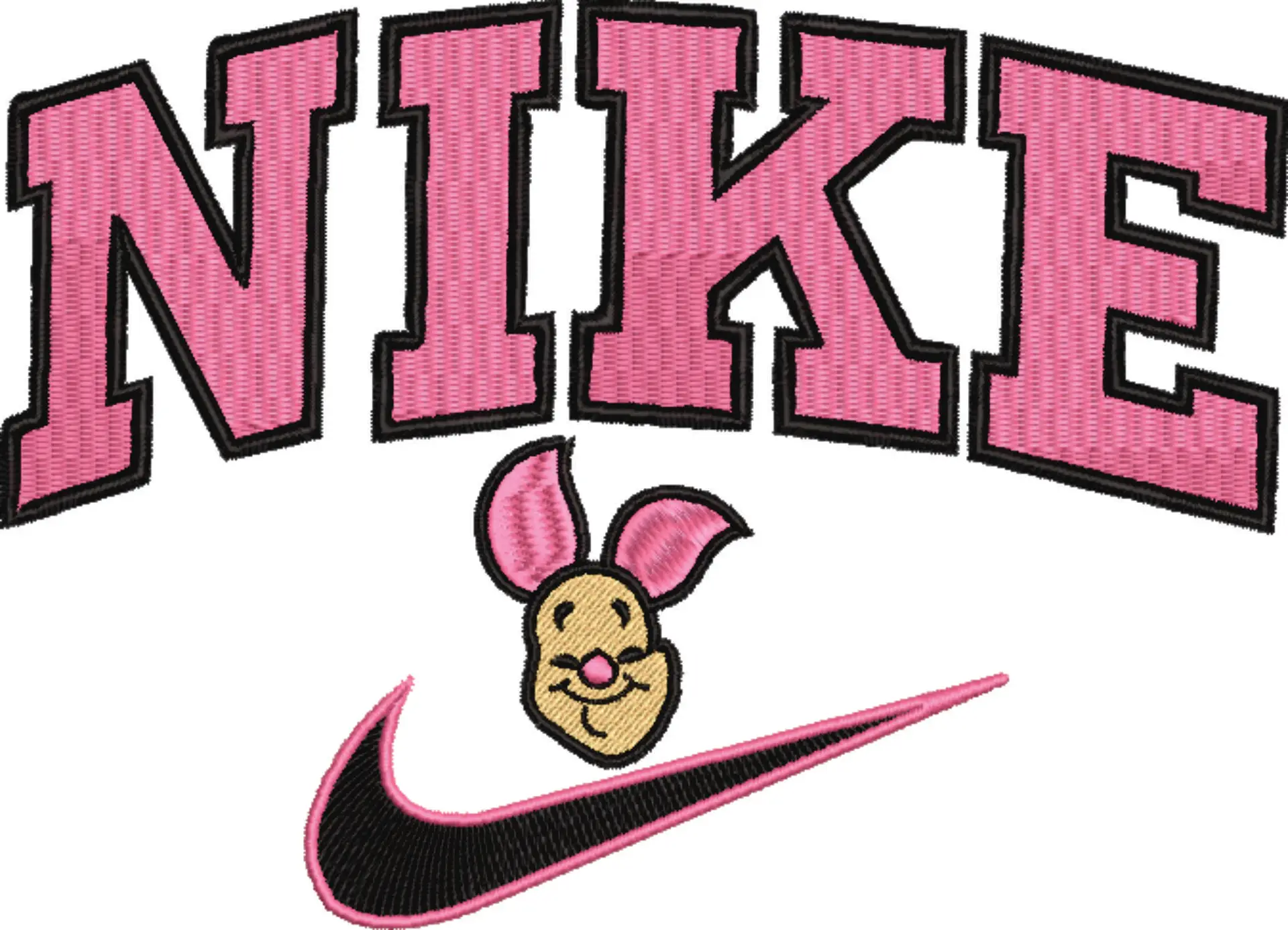 Nike Swoosh Piglet Head - Nike embroidery design file - instant download in a frame — view 4