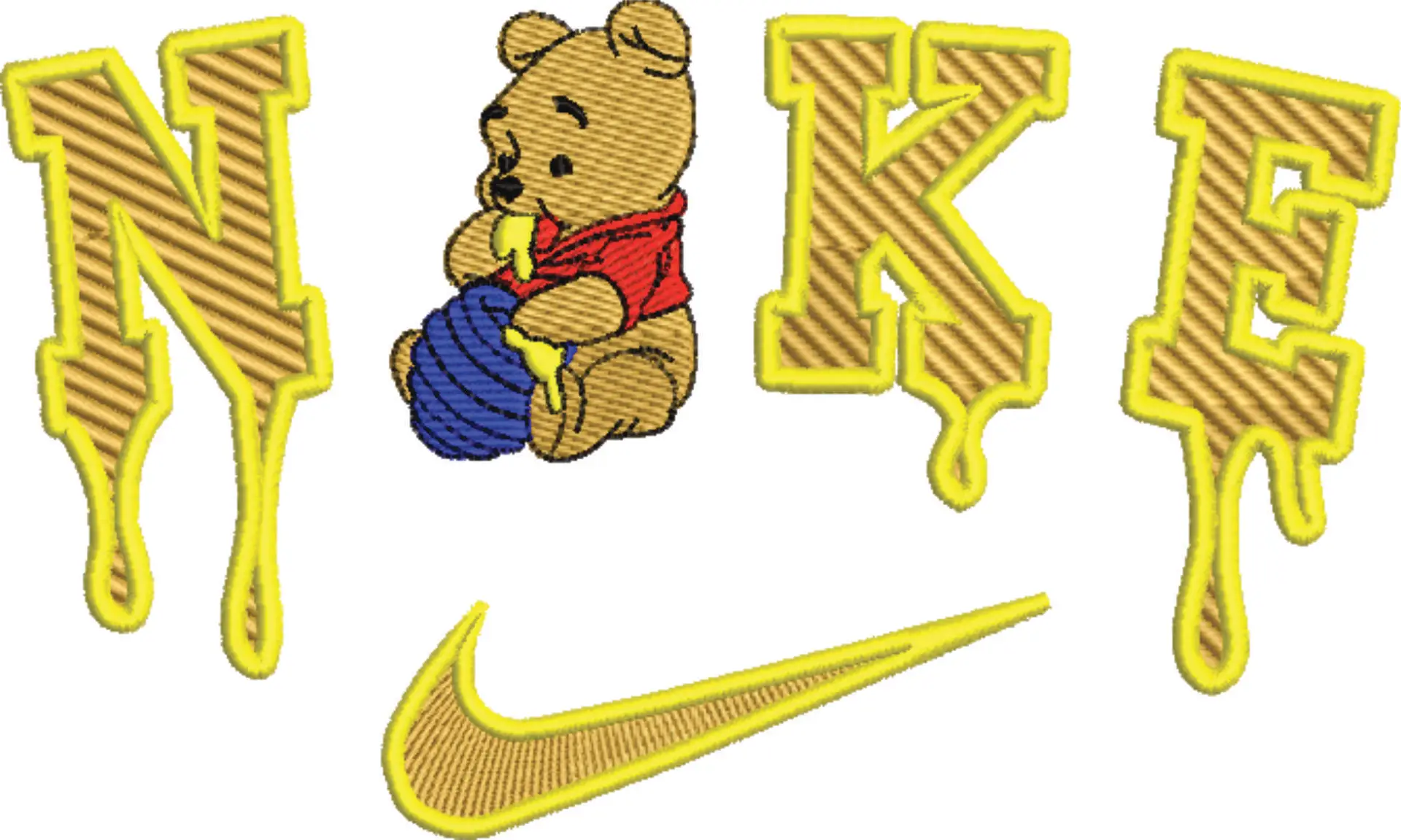 Nike Swoosh Winnie the Pooh Honey Drip - Nike embroidery design file - instant download in a frame — view 4