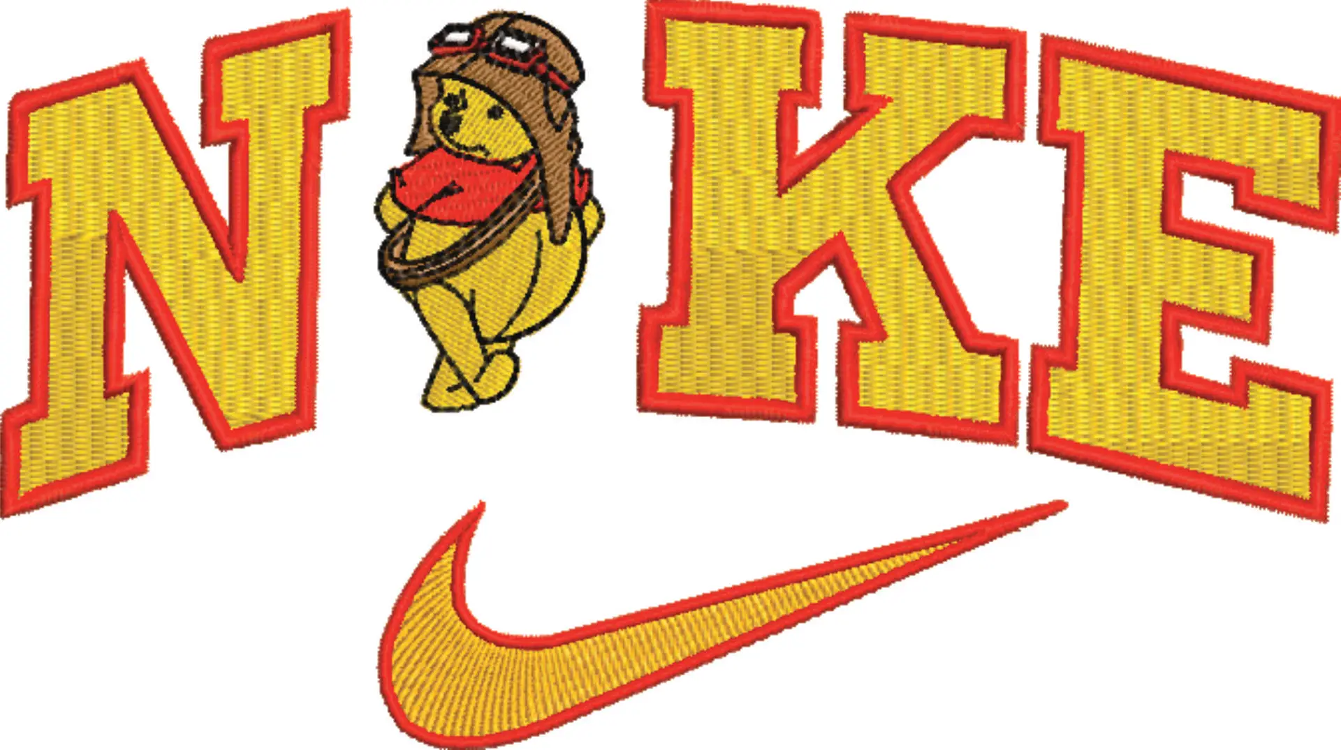 Nike Swoosh Winnie the Pooh Hunter - Nike embroidery design file - instant download in a frame — view 4