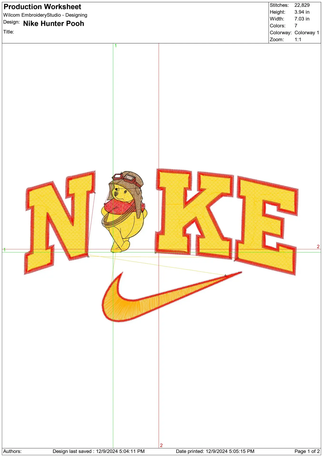 Nike Swoosh Winnie the Pooh Hunter - Nike embroidery design file - instant download in a frame — view 2